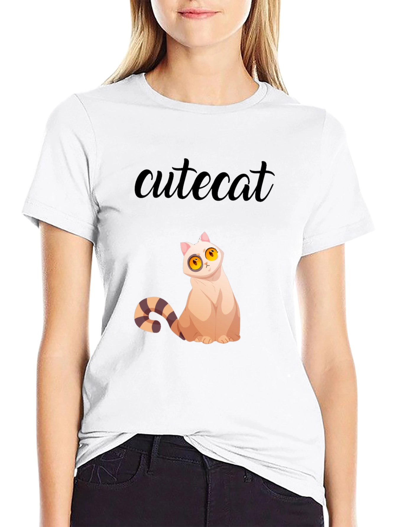 Cute Cat Graphic Tee - Stylish Black T-Shirt