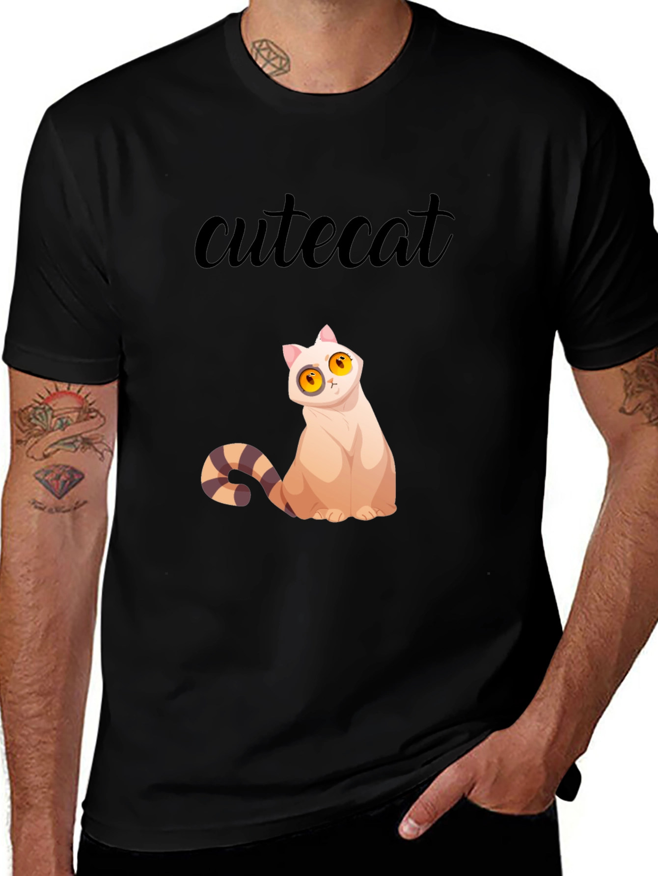 Cute Cat Graphic Tee - Stylish Black T-Shirt