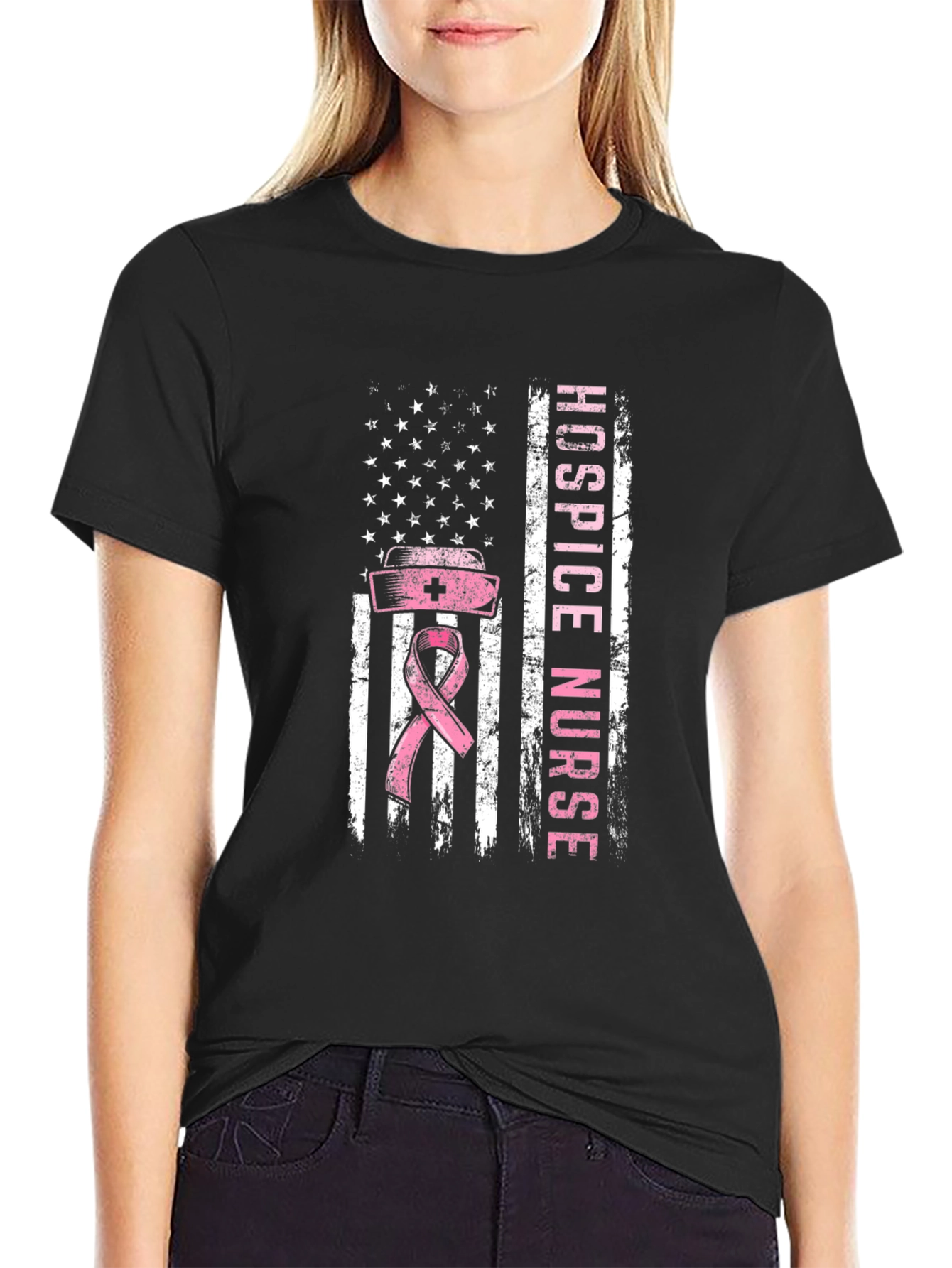 Hospice Nurse American Flag T-Shirt