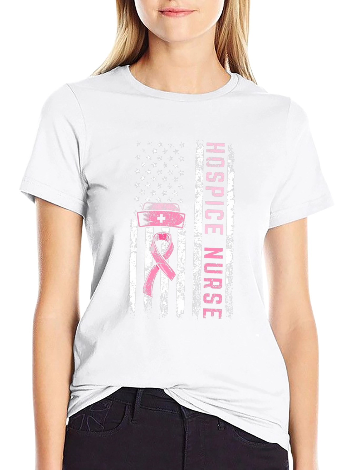 Hospice Nurse American Flag T-Shirt