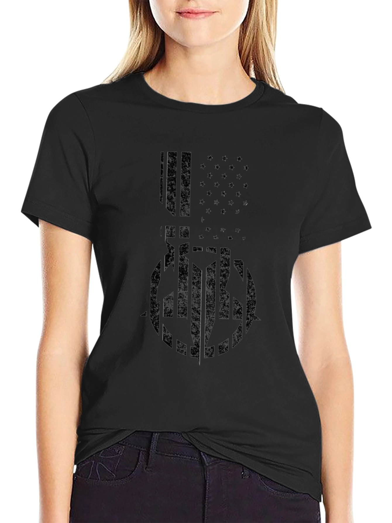 American Flag Graphic T-Shirt - Black