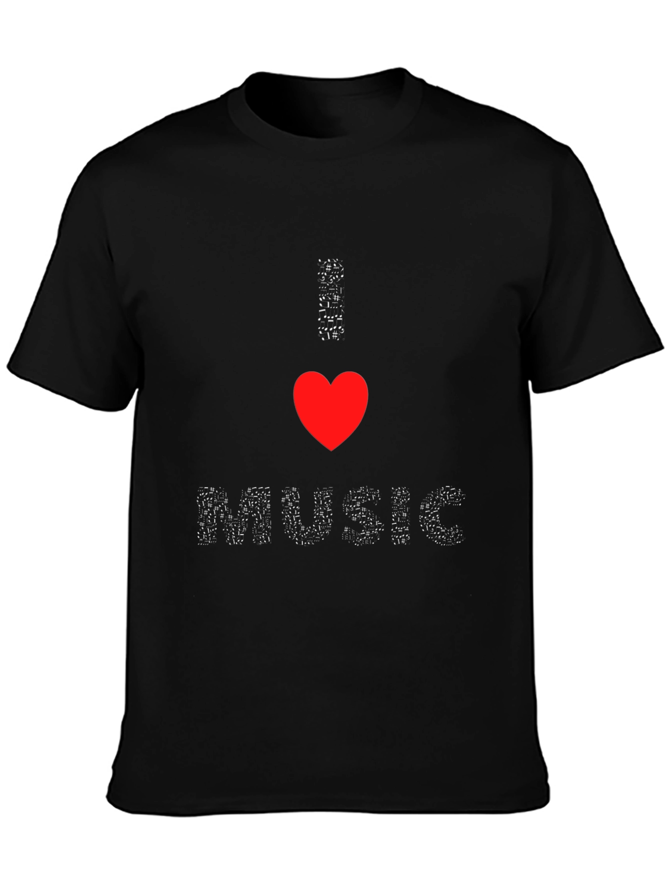 I Heart Music Black Tee - Stylish Graphic T-Shirt
