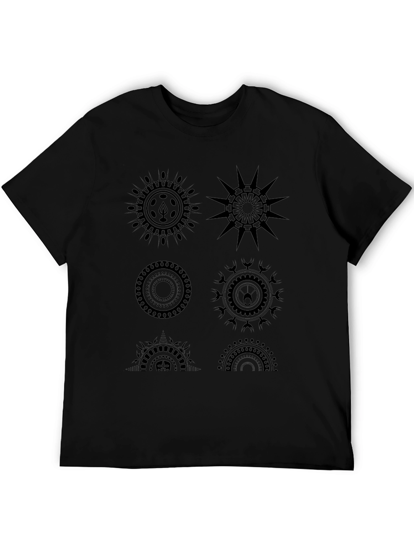 Geometric Mandala Graphic Print T-Shirt - Black