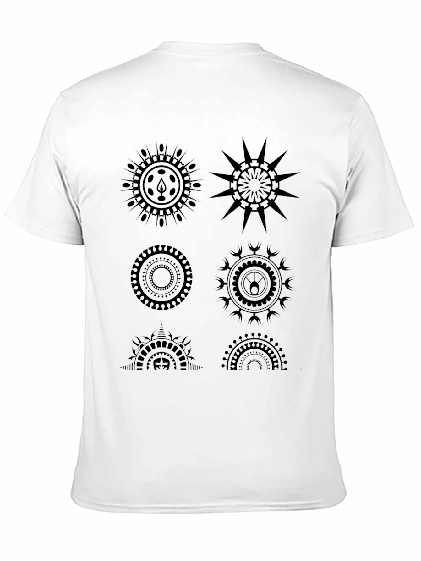Geometric Mandala Graphic Print T-Shirt - Black