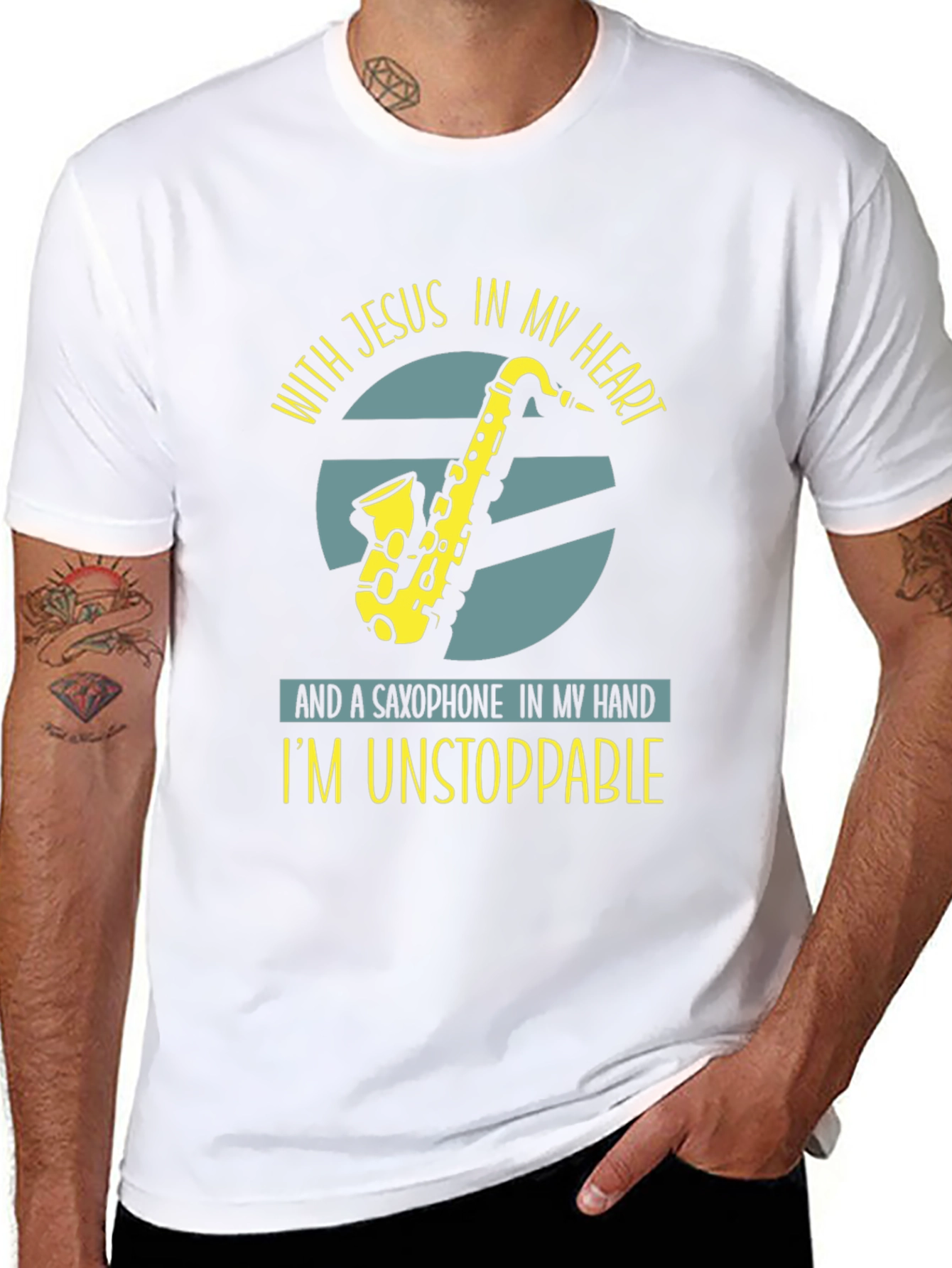 Saxophone Jesus T-Shirt: Unstoppable Christian Music Tee
