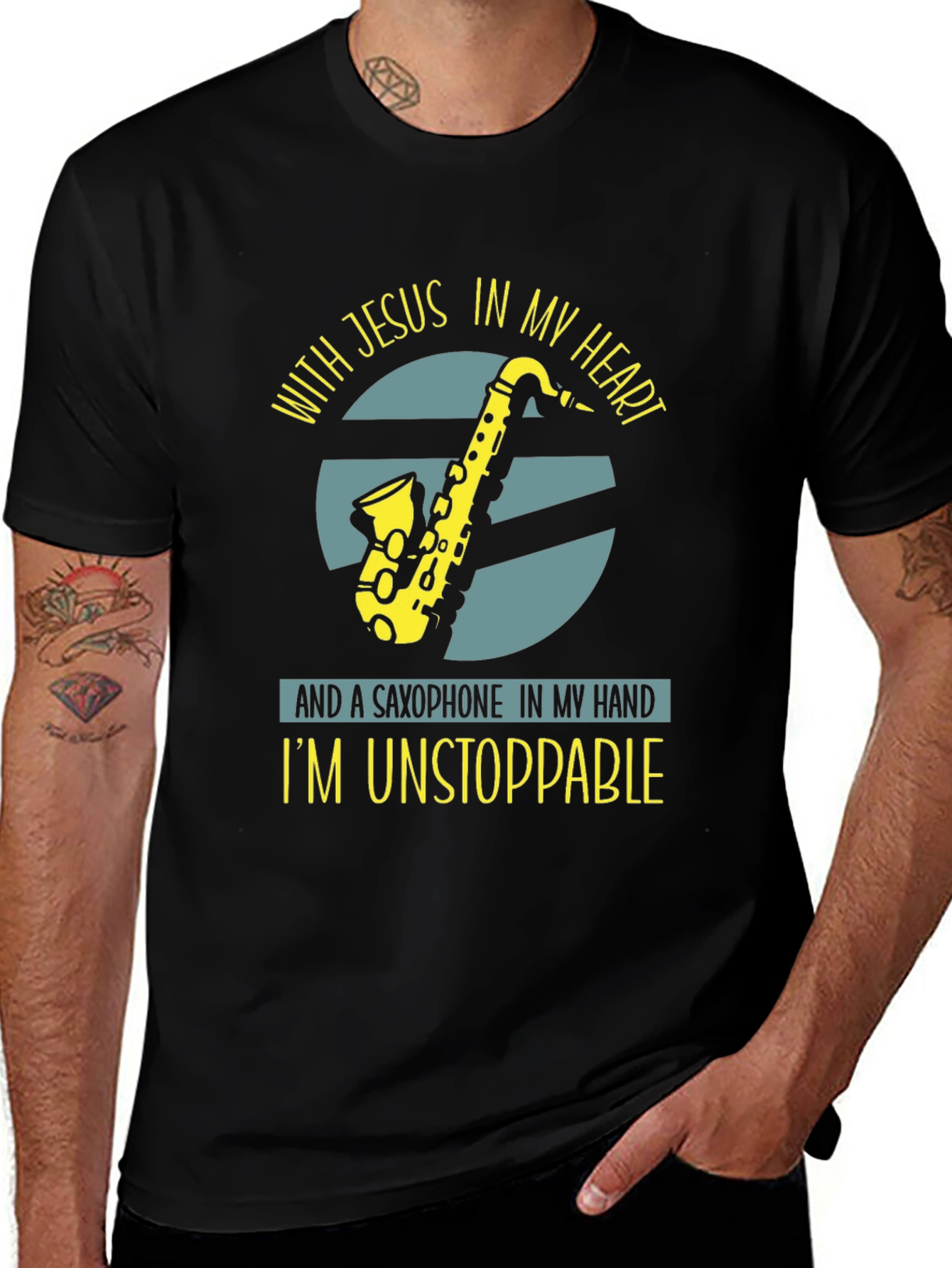 Saxophone Jesus T-Shirt: Unstoppable Christian Music Tee