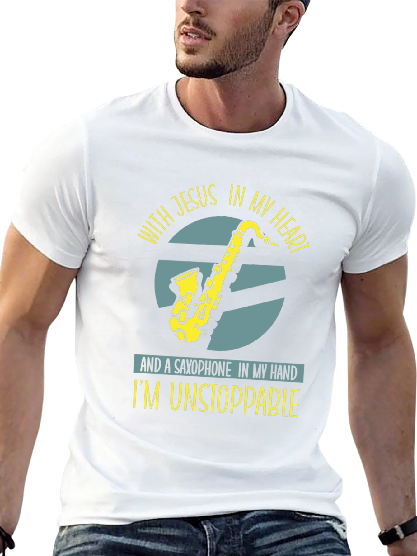 Saxophone Jesus T-Shirt: Unstoppable Christian Music Tee