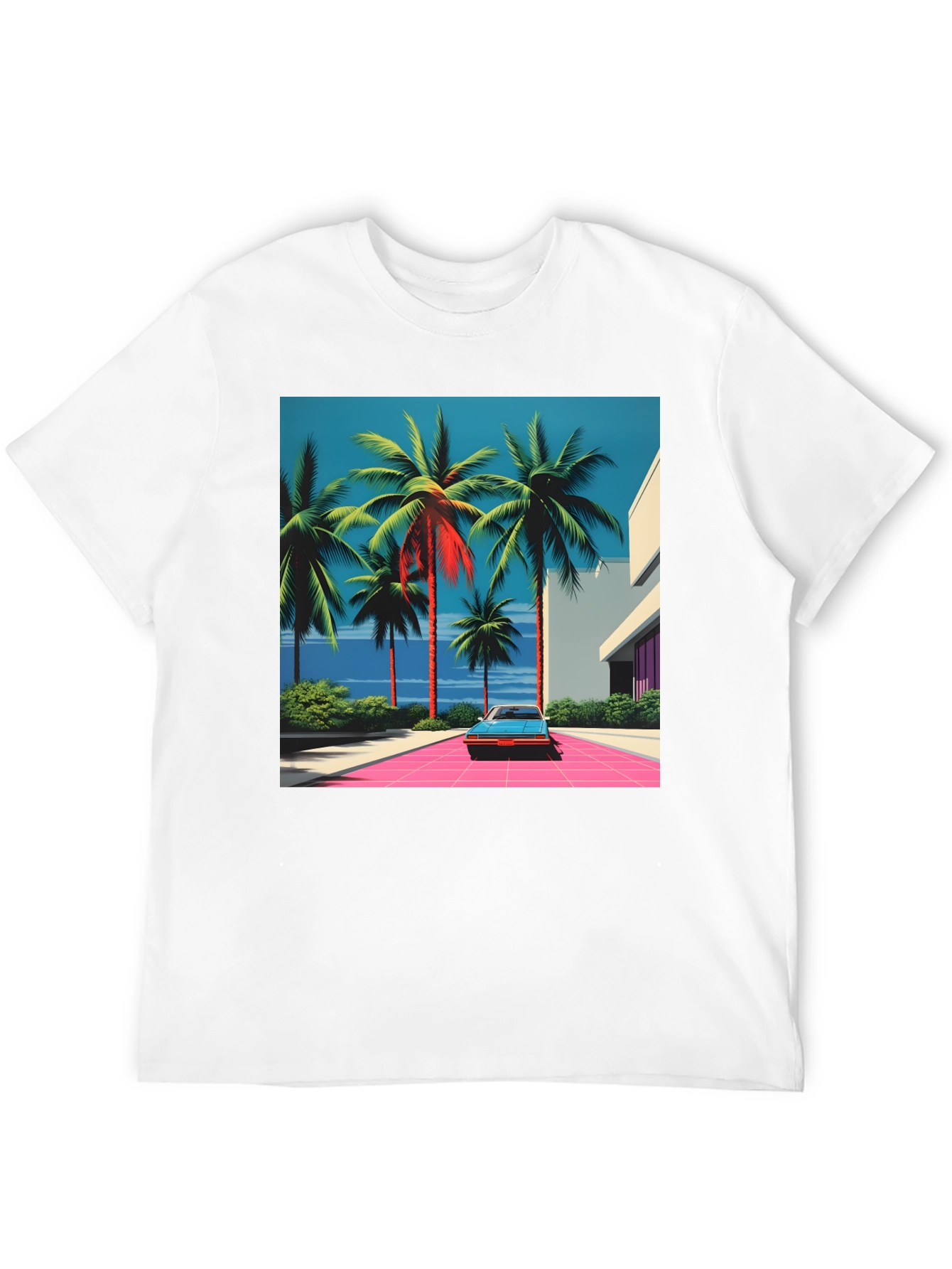 Miami Vice Palm Tree Car Graphic Tee