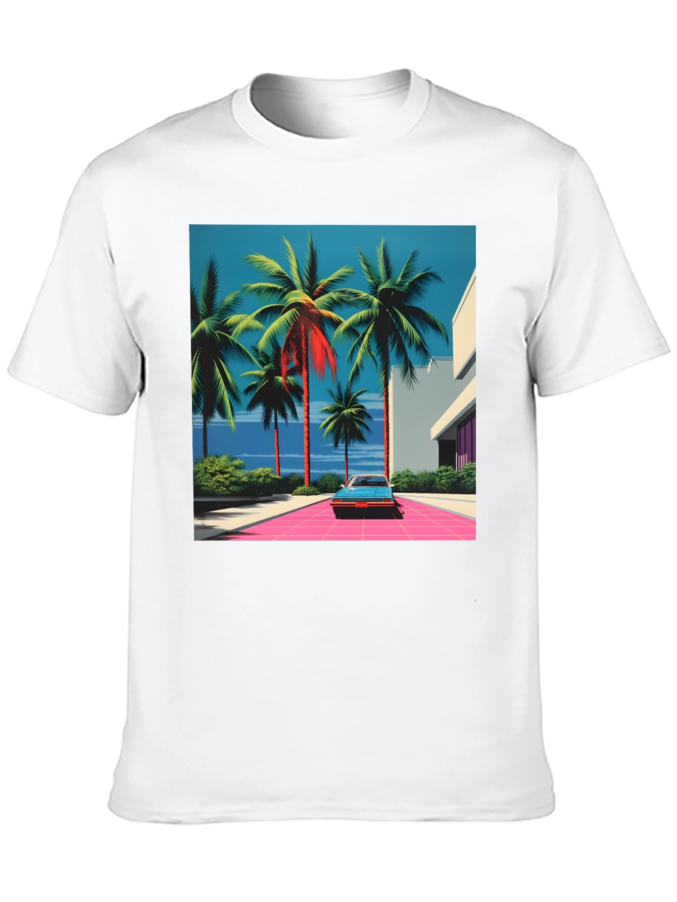 Miami Vice Palm Tree Car Graphic Tee