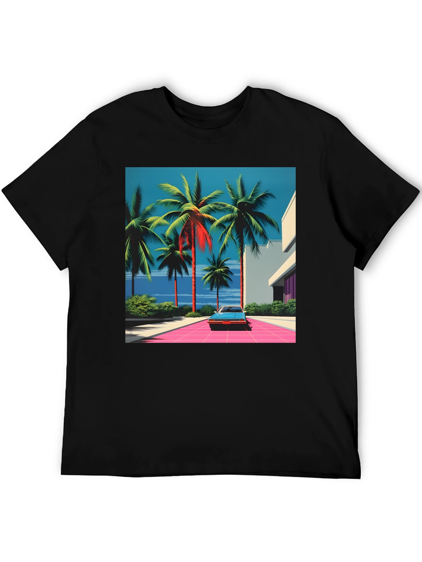 Miami Vice Palm Tree Car Graphic Tee