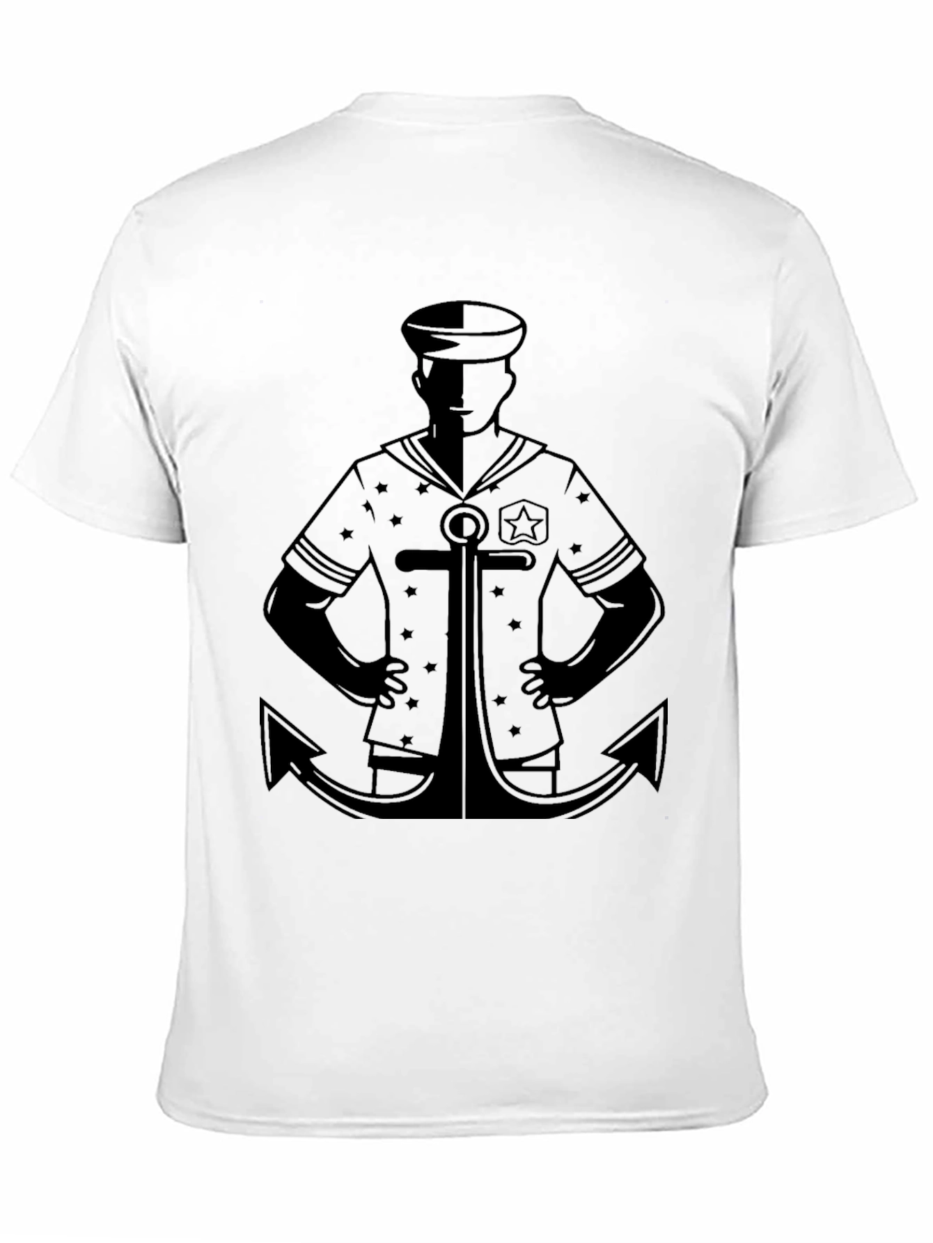 Nautical Sailor Anchor Graphic T-Shirt - Black