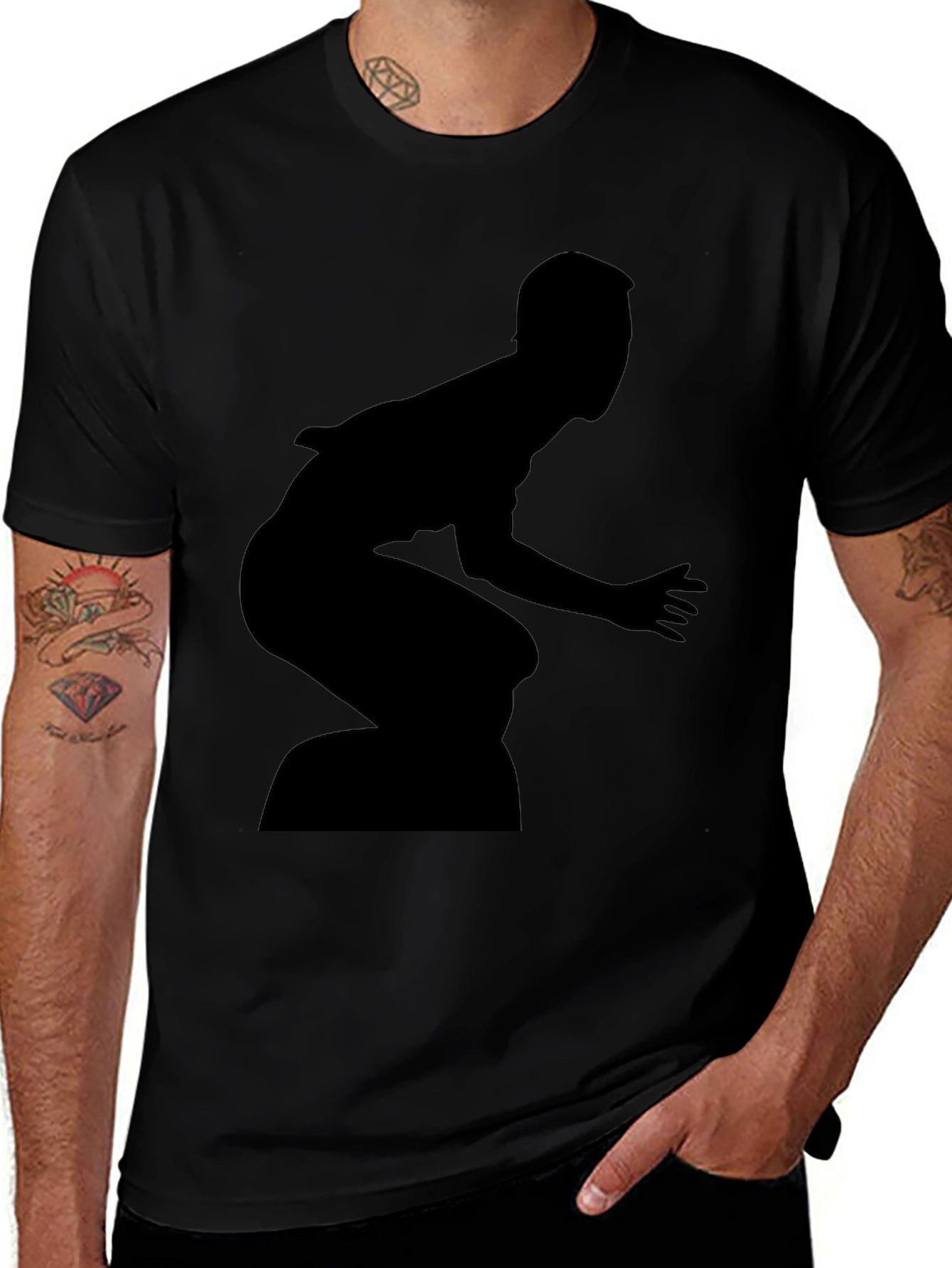 Cool Black T-Shirt with Surfing Silhouette Graphic