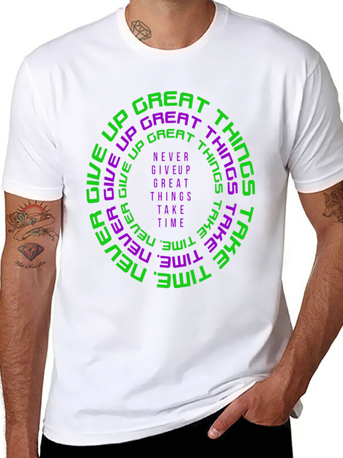 Motivational Graphic Print Crew Neck T-Shirt