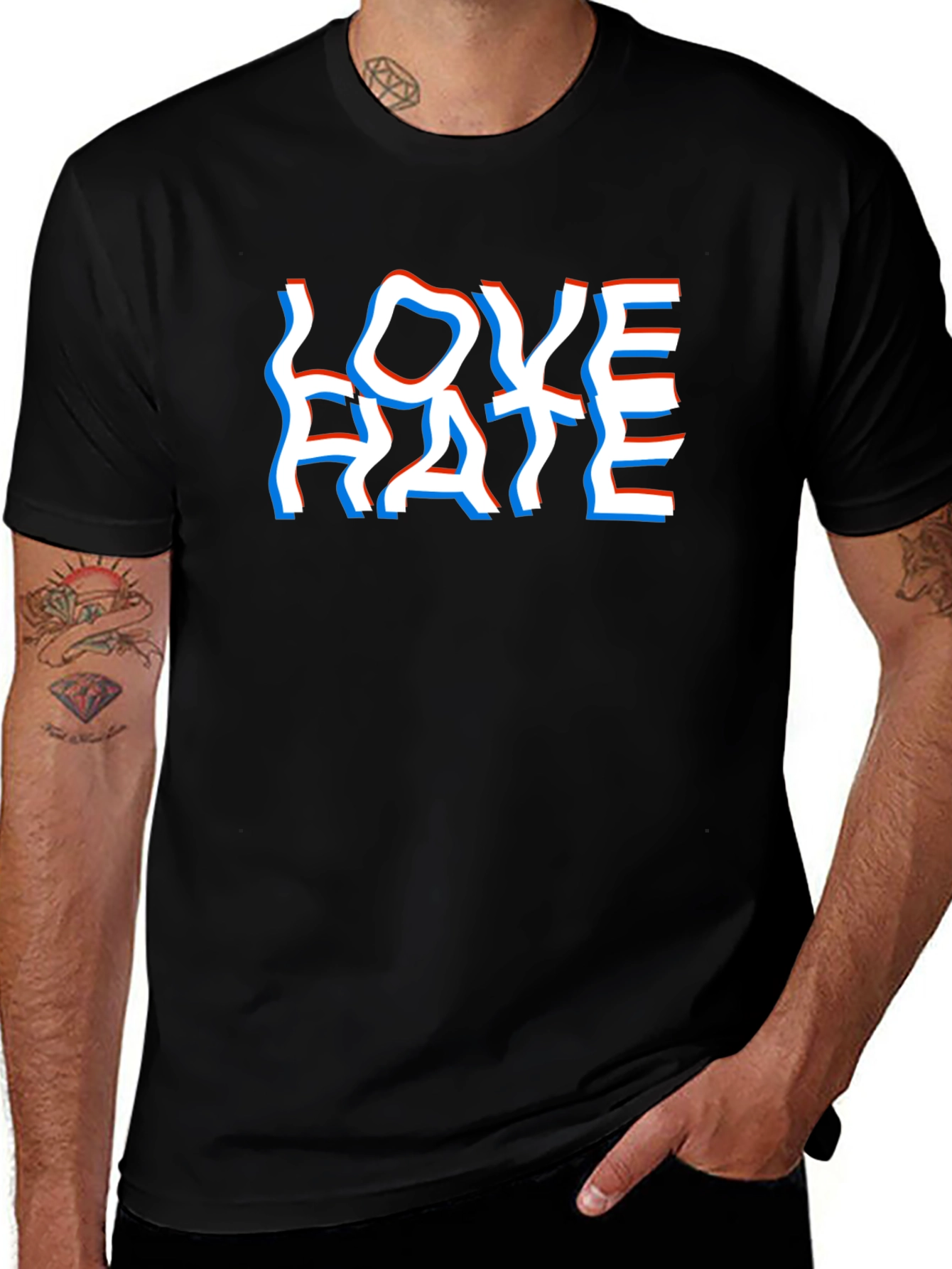 Love Hate Graphic Tee - Stylish Illusion T-Shirt