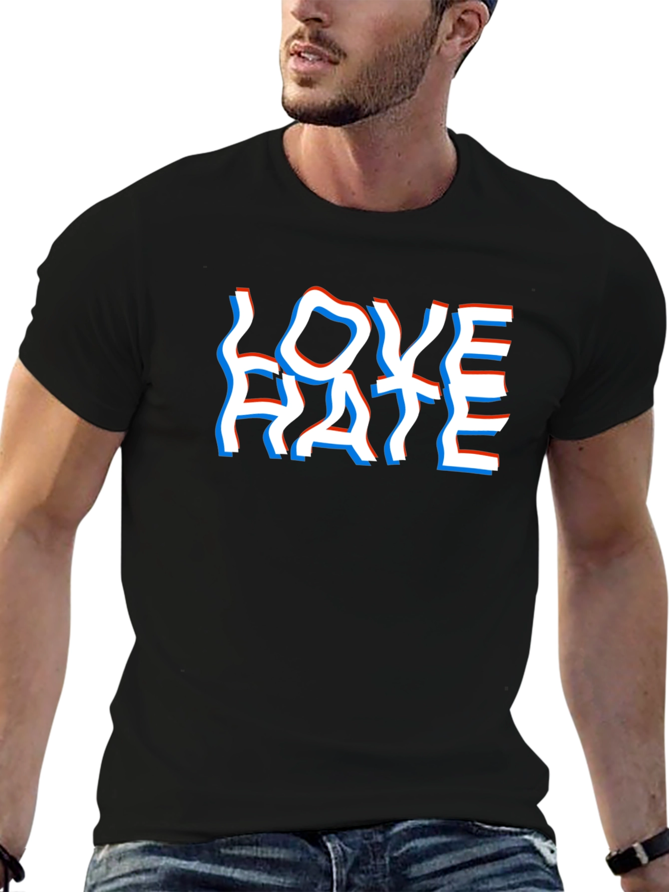 Love Hate Graphic Tee - Stylish Illusion T-Shirt