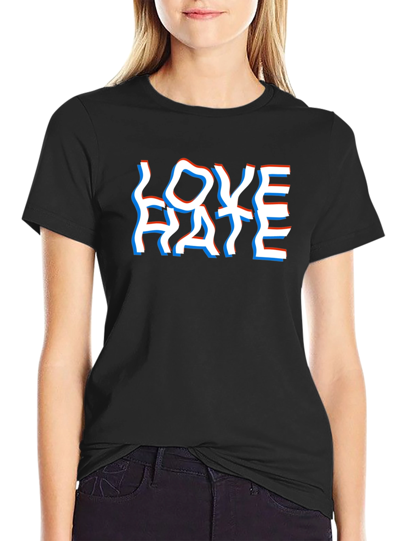 Love Hate Graphic Tee - Stylish Illusion T-Shirt