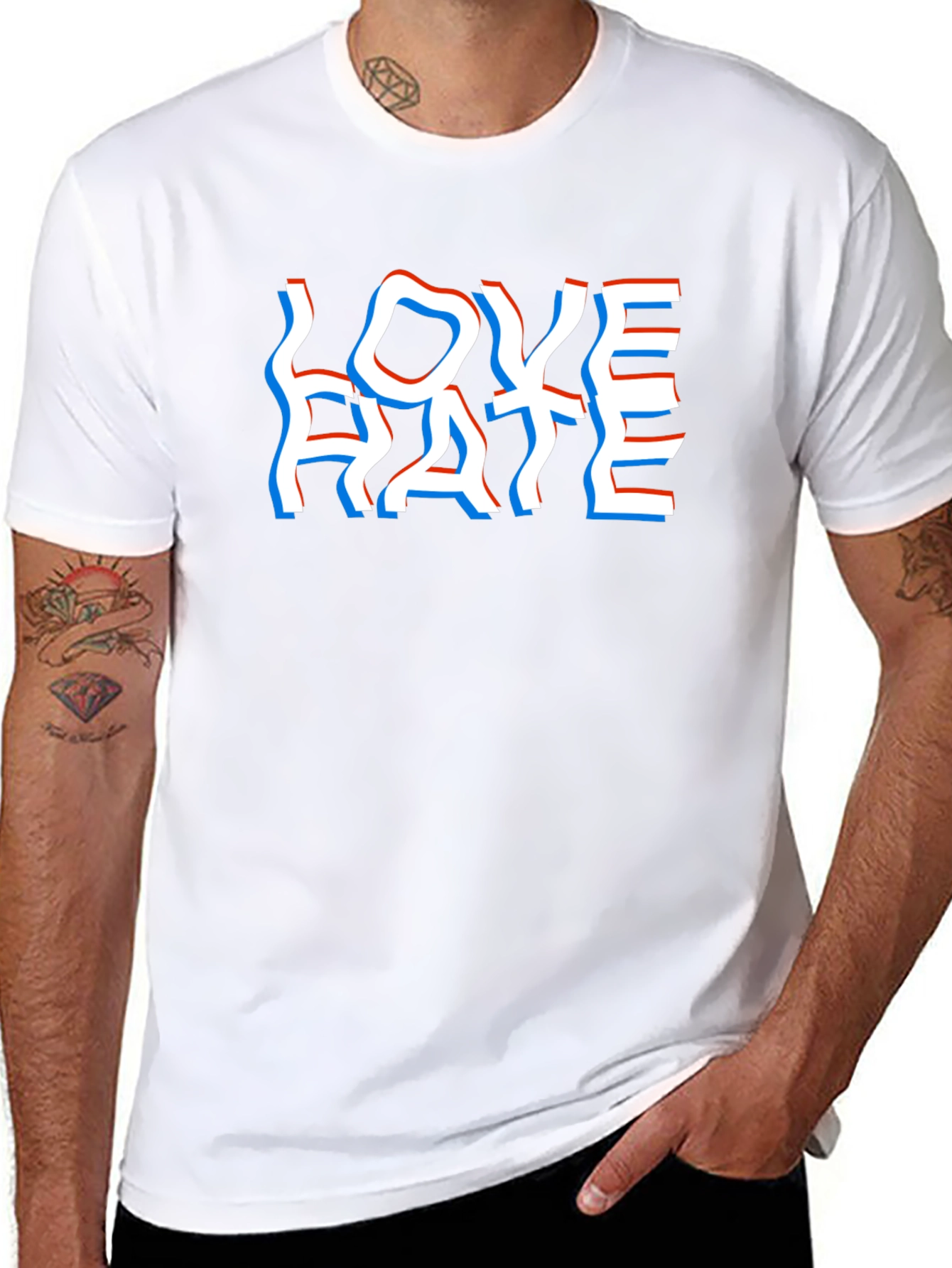 Love Hate Graphic Tee - Stylish Illusion T-Shirt