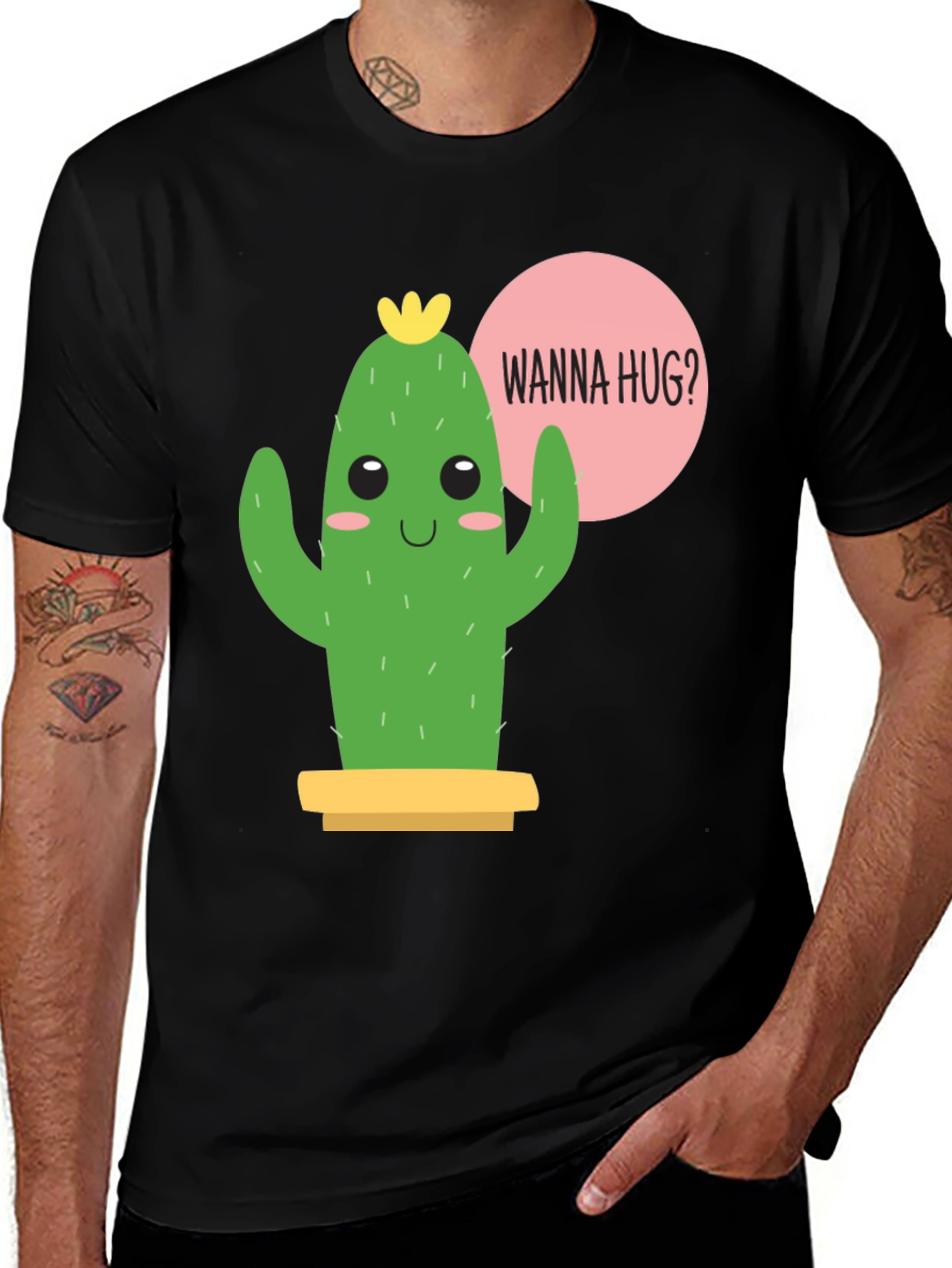 Cute Cactus Graphic Tee - Wanna Hug?