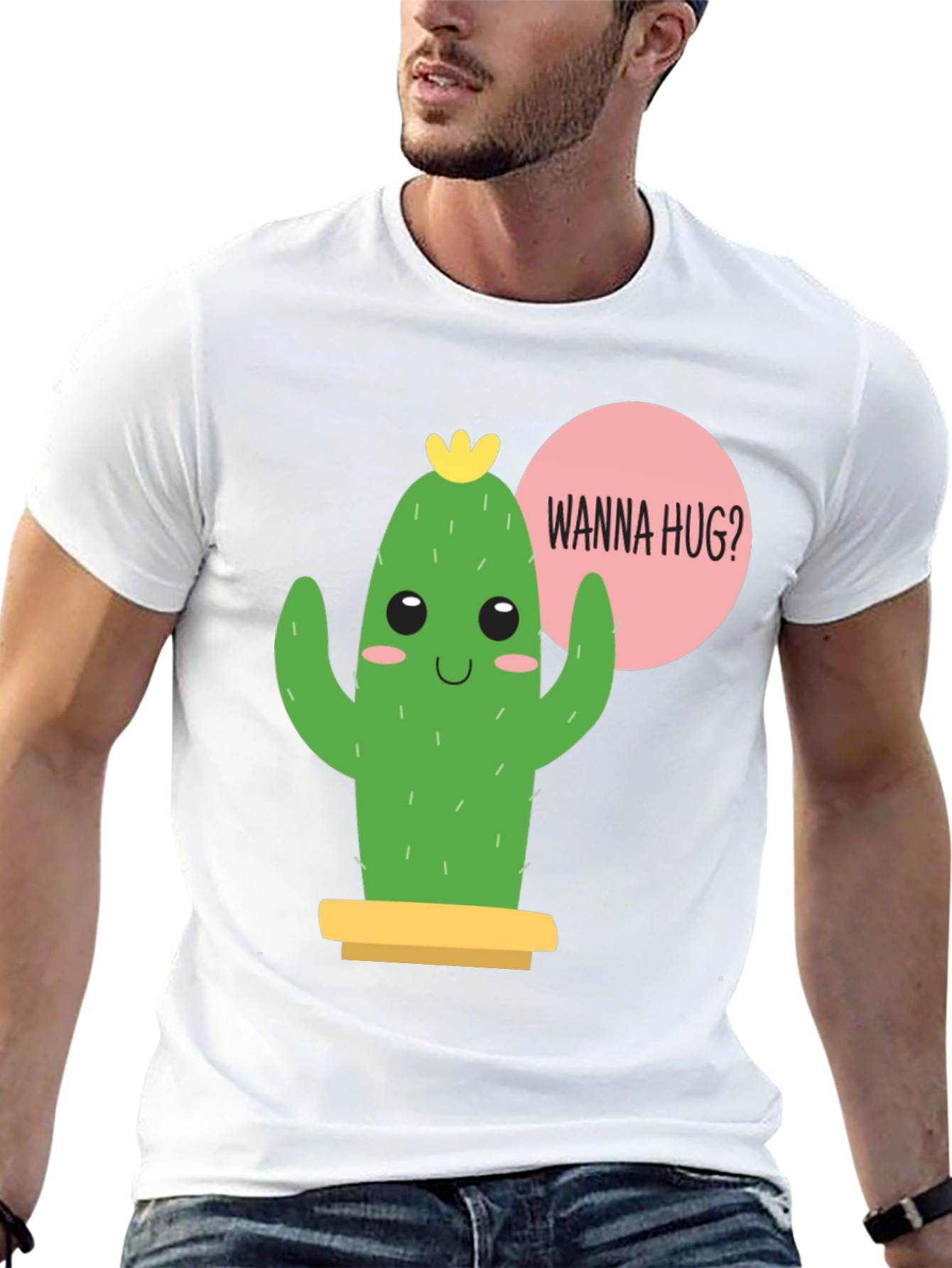 Cute Cactus Graphic Tee - Wanna Hug?