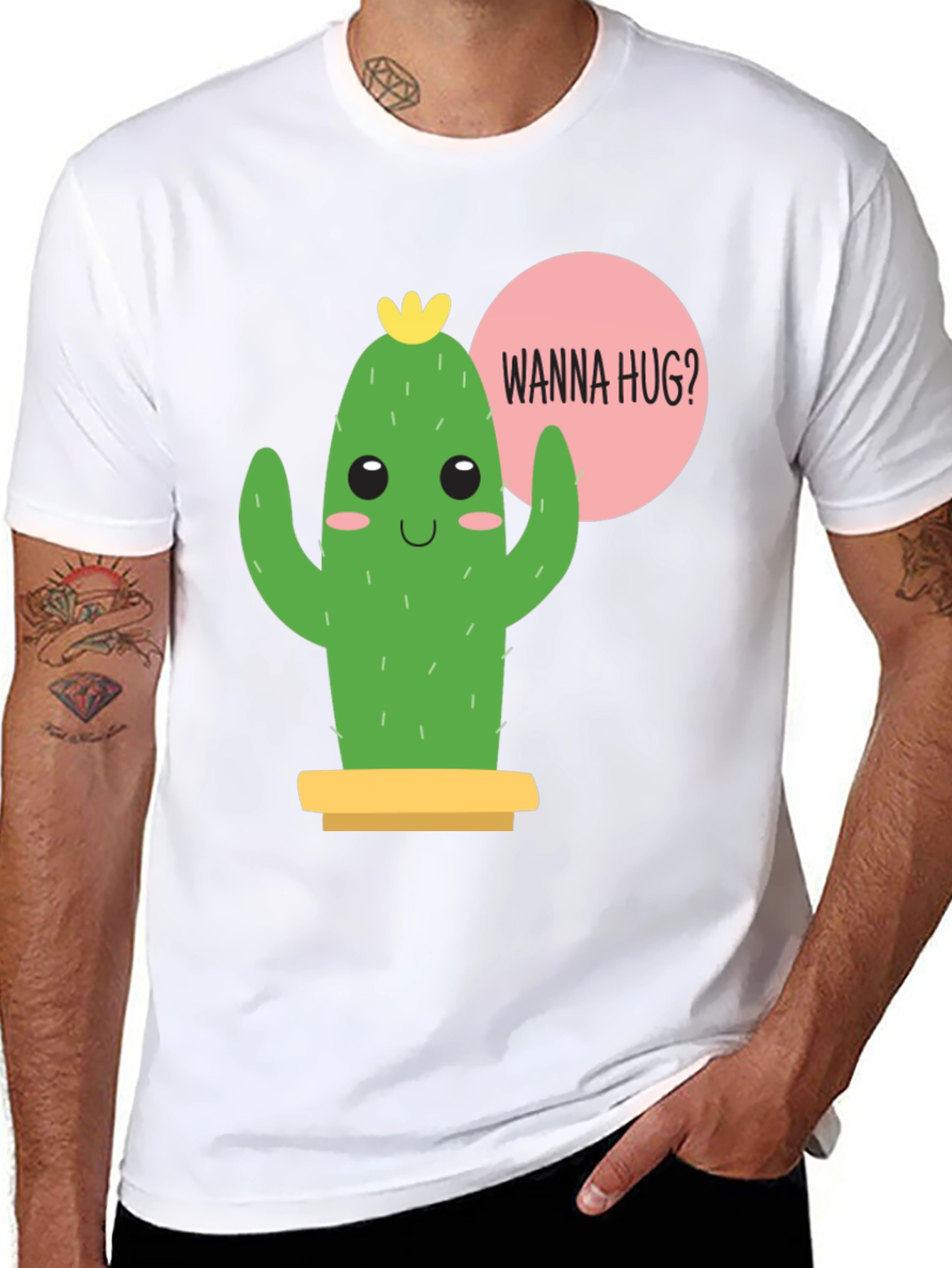 Cute Cactus Graphic Tee - Wanna Hug?