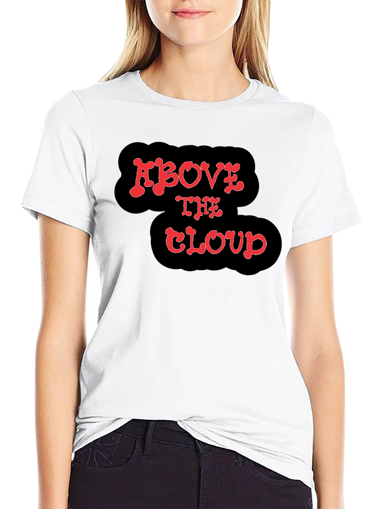 Above the Cloud Graphic Print Black T-Shirt