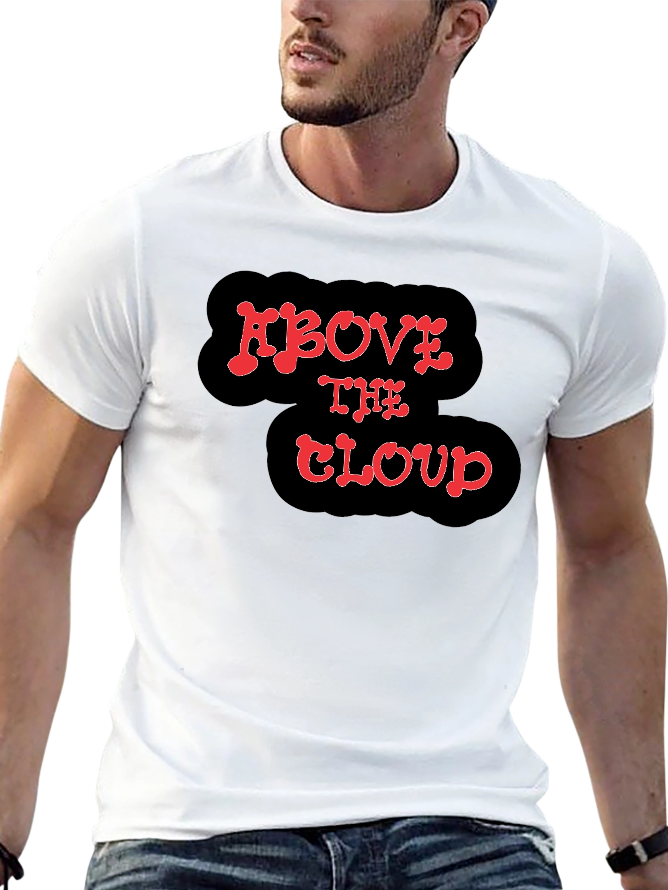 Above the Cloud Graphic Print Black T-Shirt