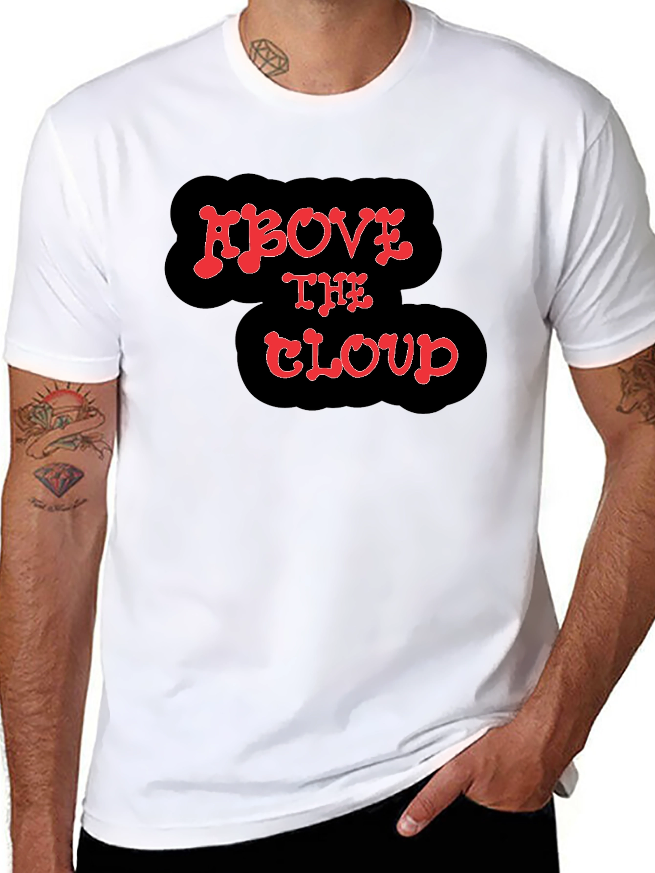 Above the Cloud Graphic Print Black T-Shirt