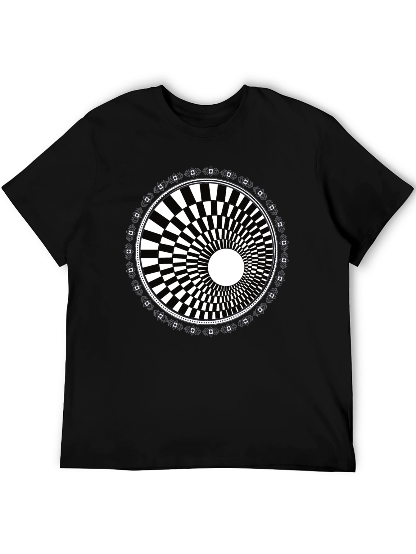 Optical Illusion Graphic Tee - Black Cotton Blend