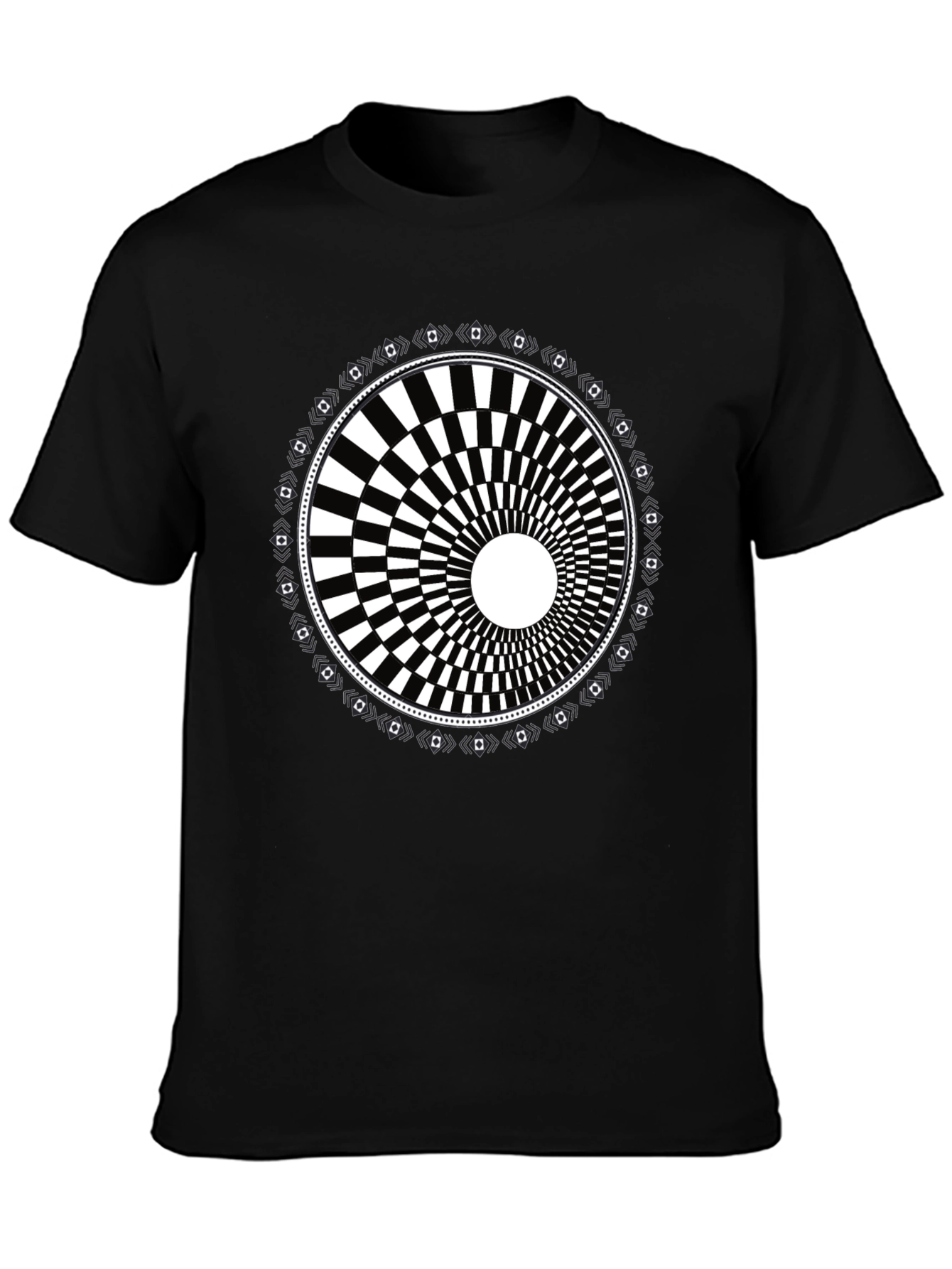 Optical Illusion Graphic Tee - Black Cotton Blend