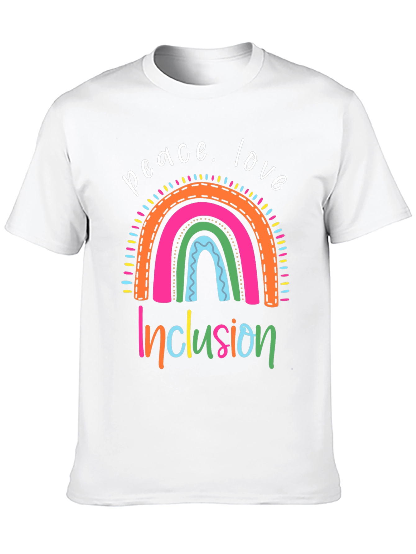 Peace Love Inclusion Rainbow Graphic Tee