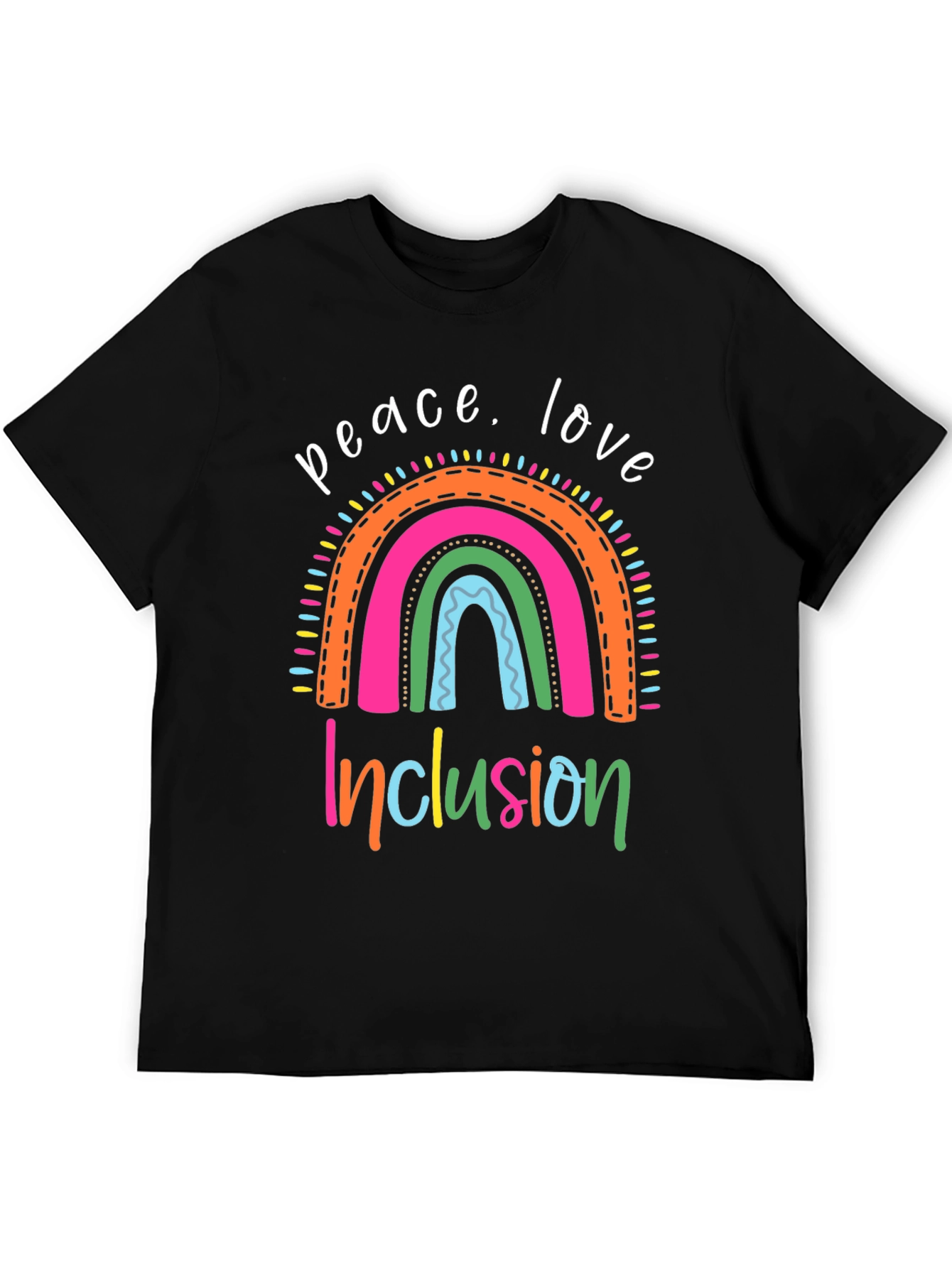 Peace Love Inclusion Rainbow Graphic Tee