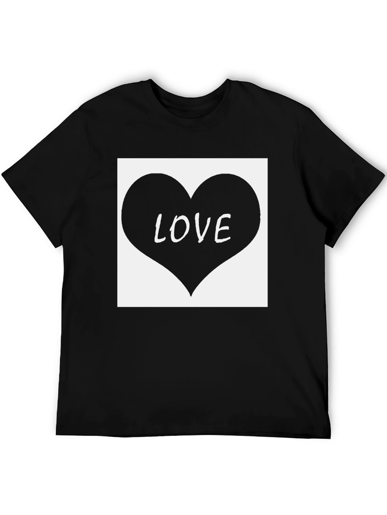 Love Heart Graphic Tee - Black Cotton Blend