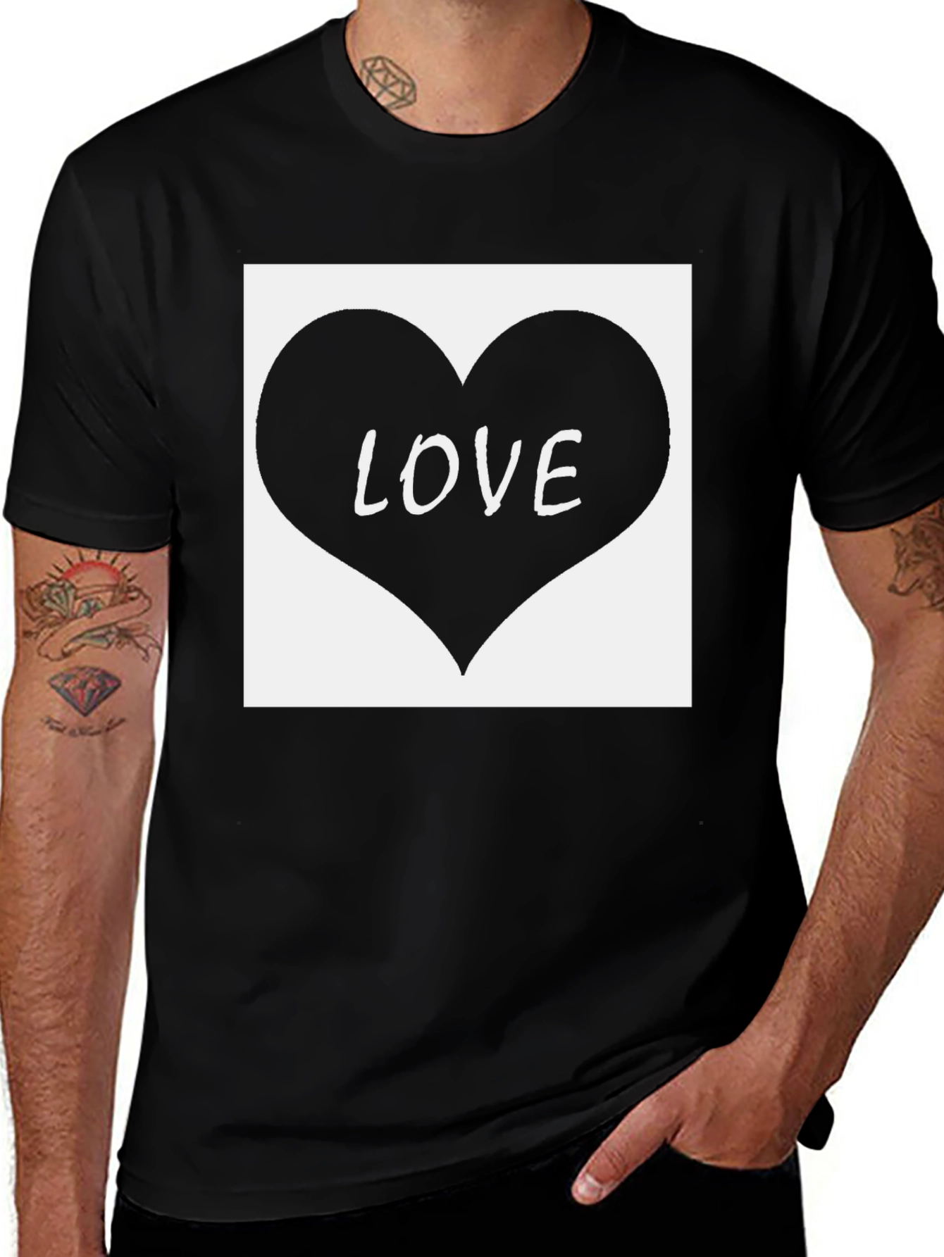 Love Heart Graphic Tee - Black Cotton Blend