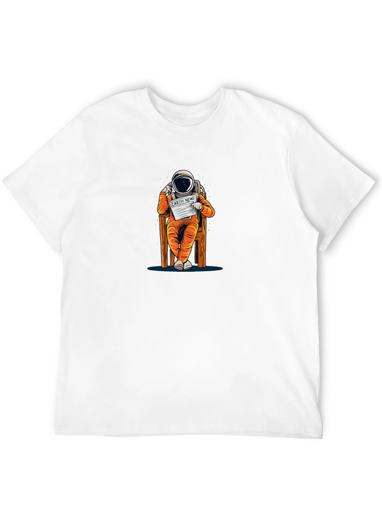 Astronaut Reading Newspaper Graphic T-Shirt - Black