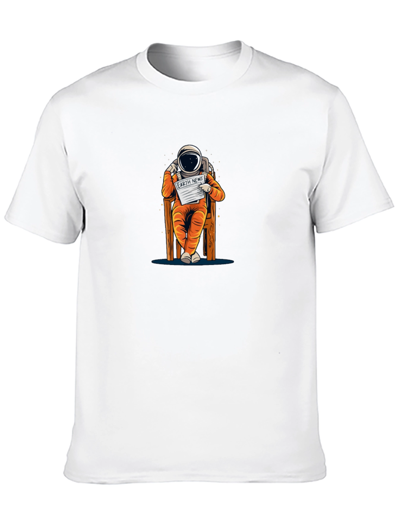 Astronaut Reading Newspaper Graphic T-Shirt - Black