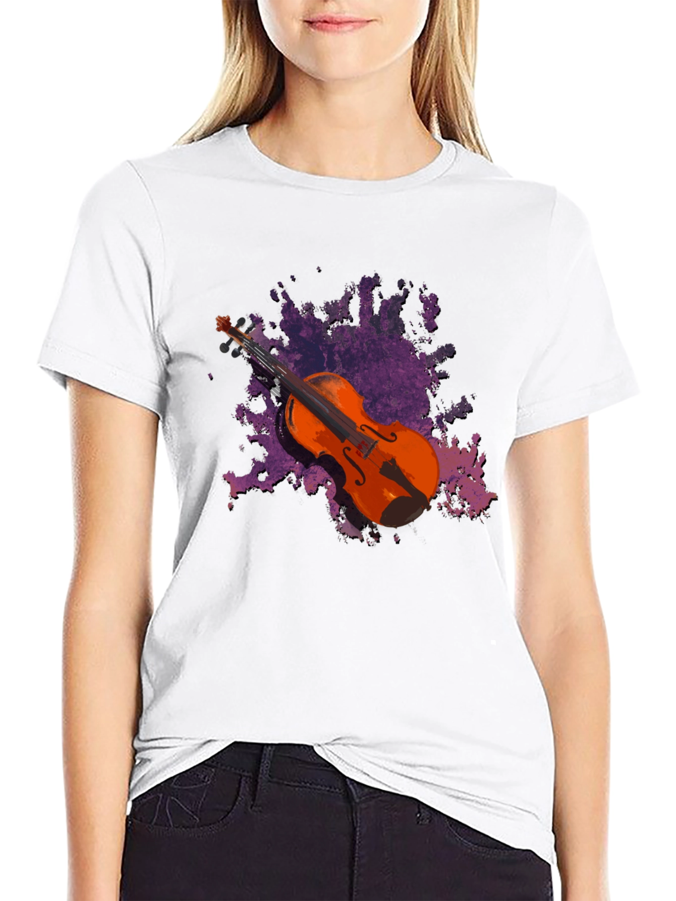 Violin Graphic Black T-Shirt - Music Lover Tee