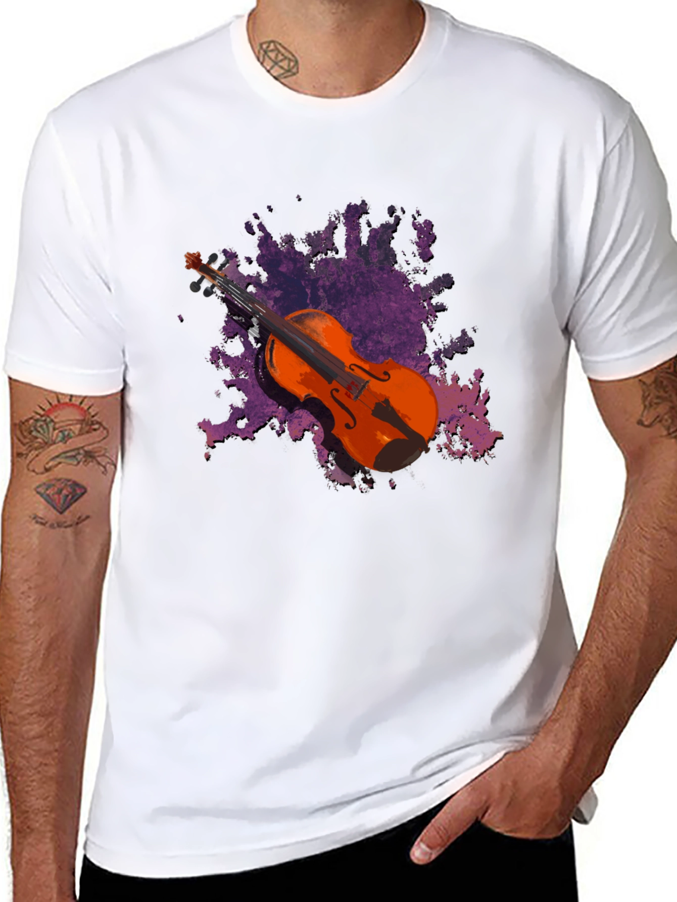 Violin Graphic Black T-Shirt - Music Lover Tee