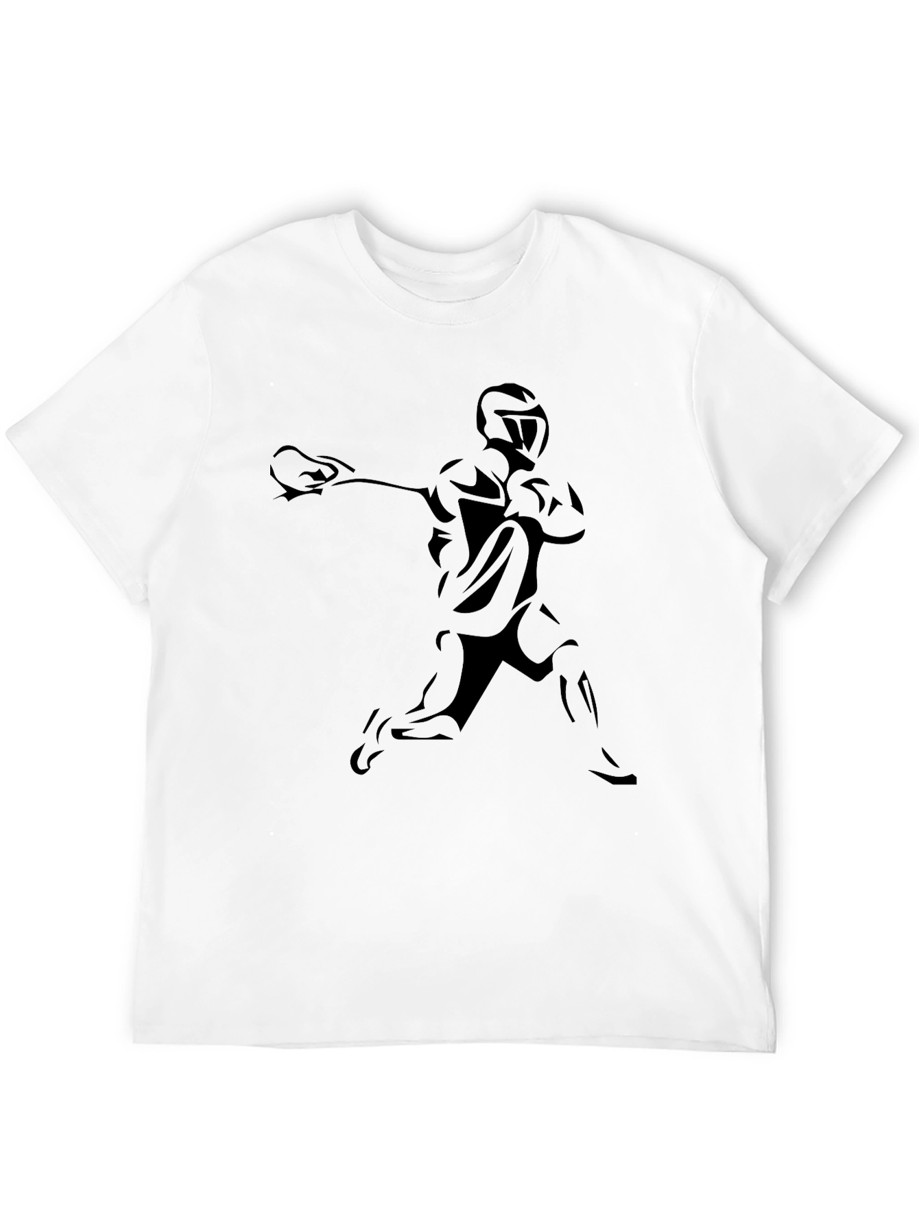 Lacrosse Player Graphic Tee - Black Cotton