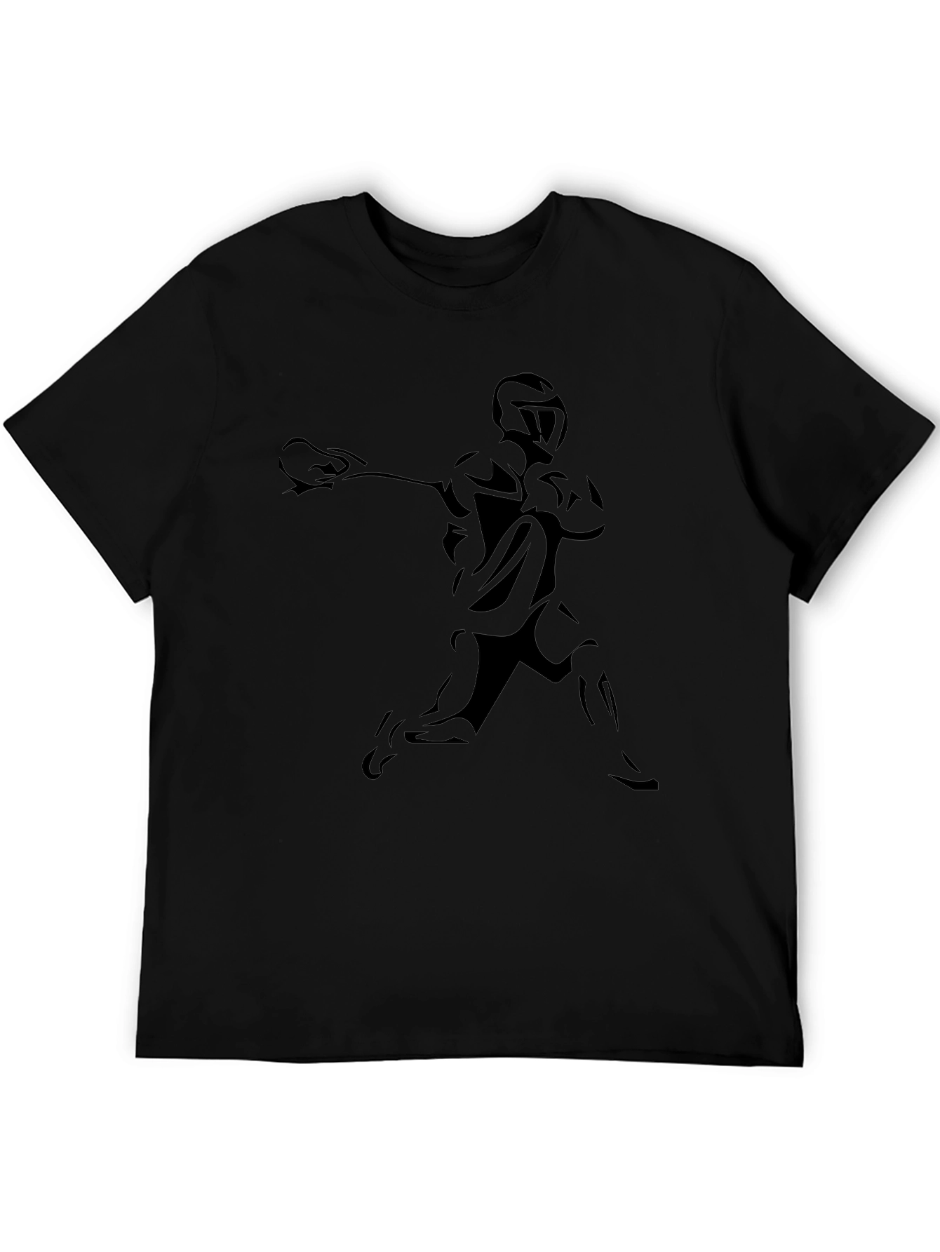 Lacrosse Player Graphic Tee - Black Cotton