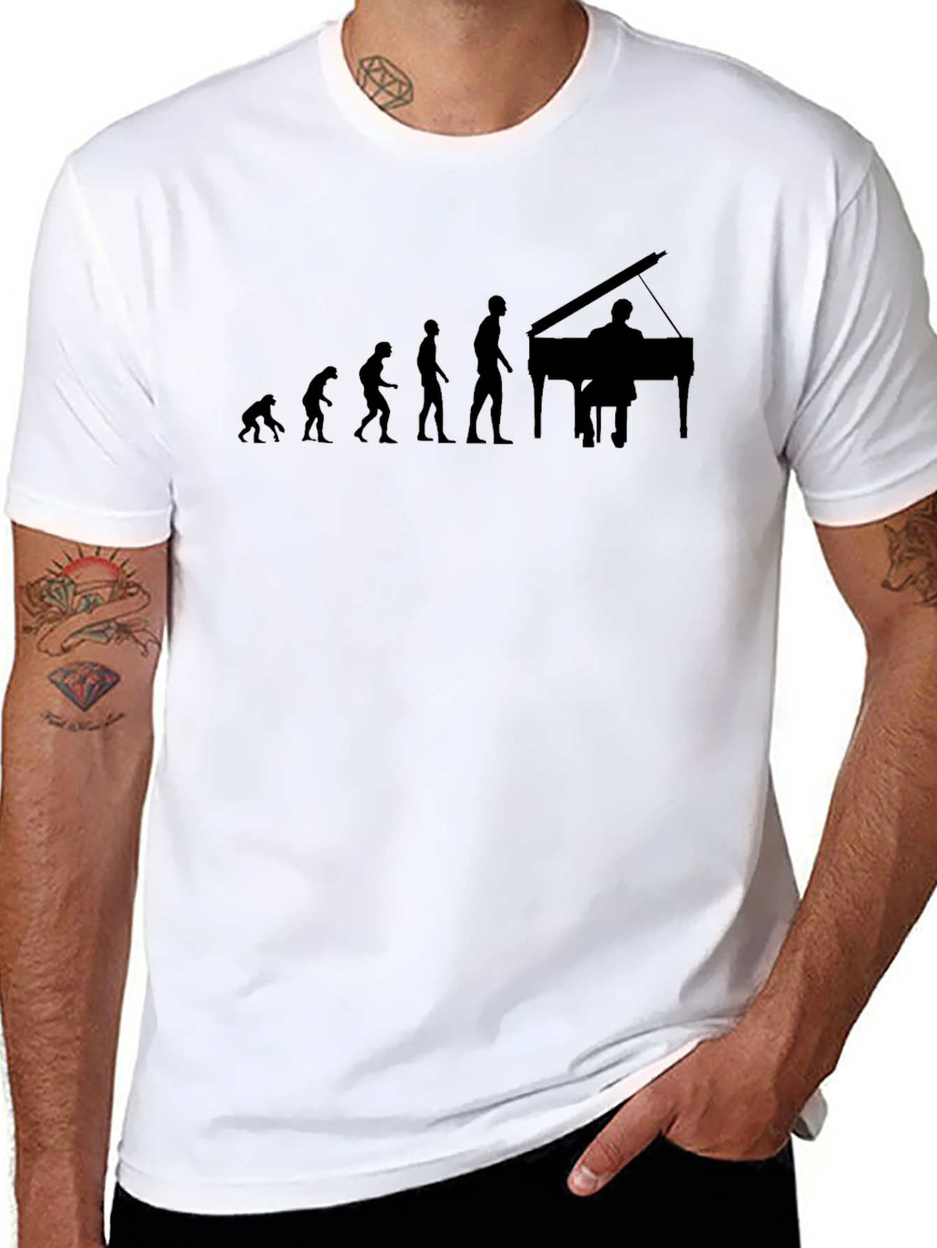 Evolution of Pianist Graphic Tee - Black
