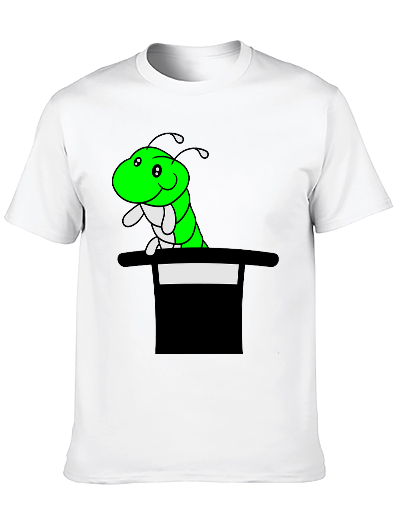 Caterpillar in Hat T-Shirt - Funny Cartoon Tee