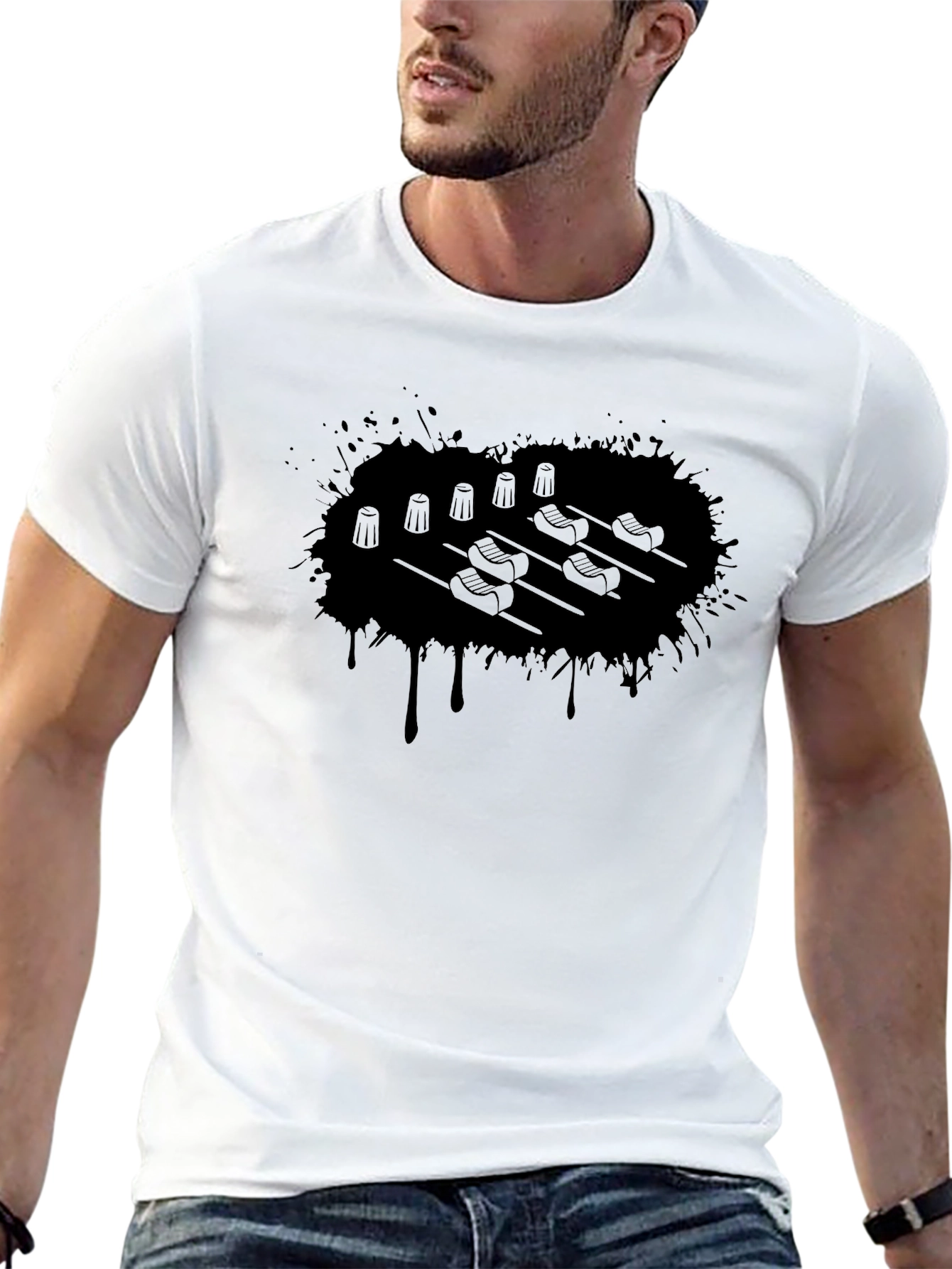 Black T-Shirt with Foosball Graphic
