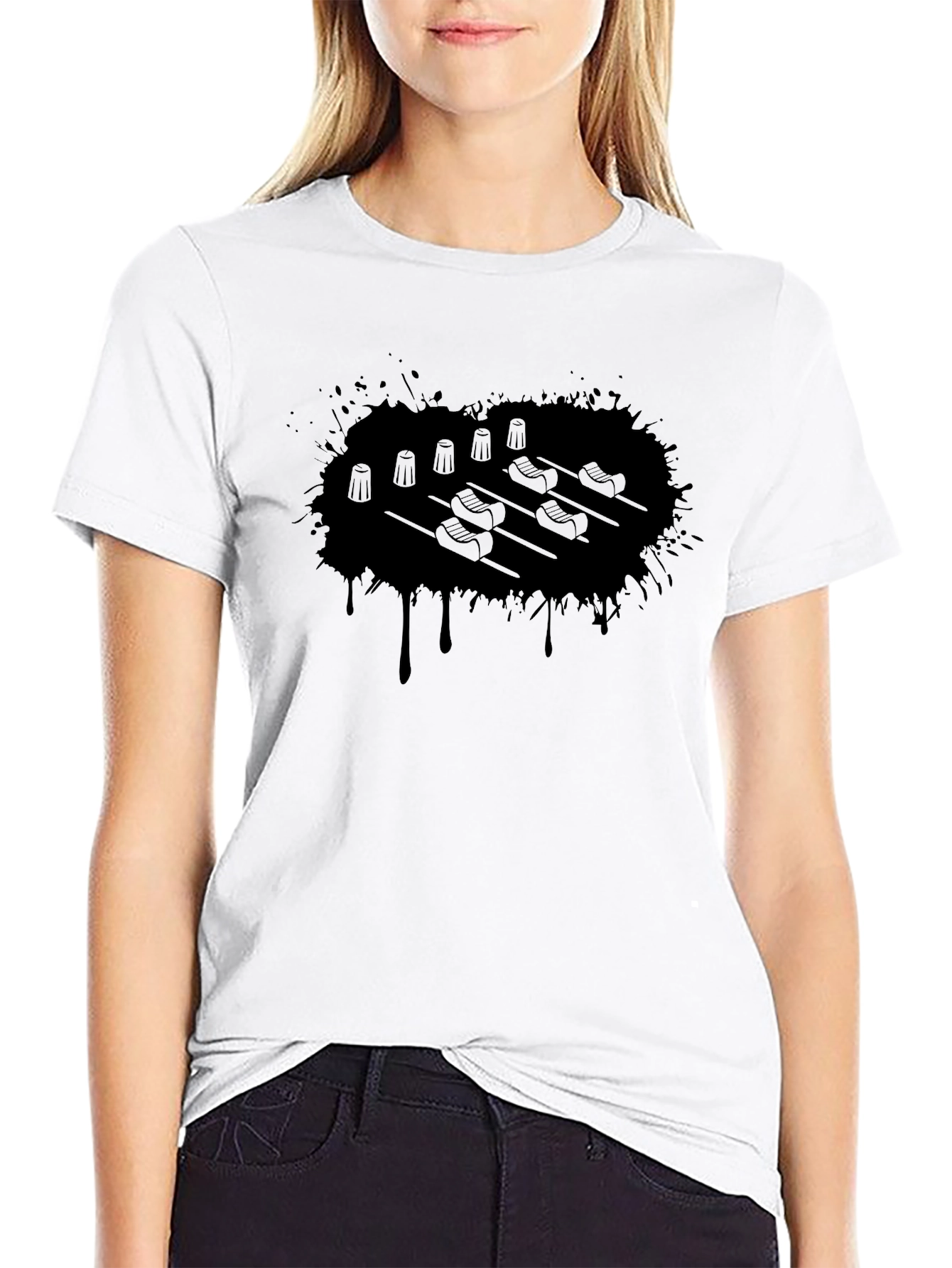 Black T-Shirt with Foosball Graphic