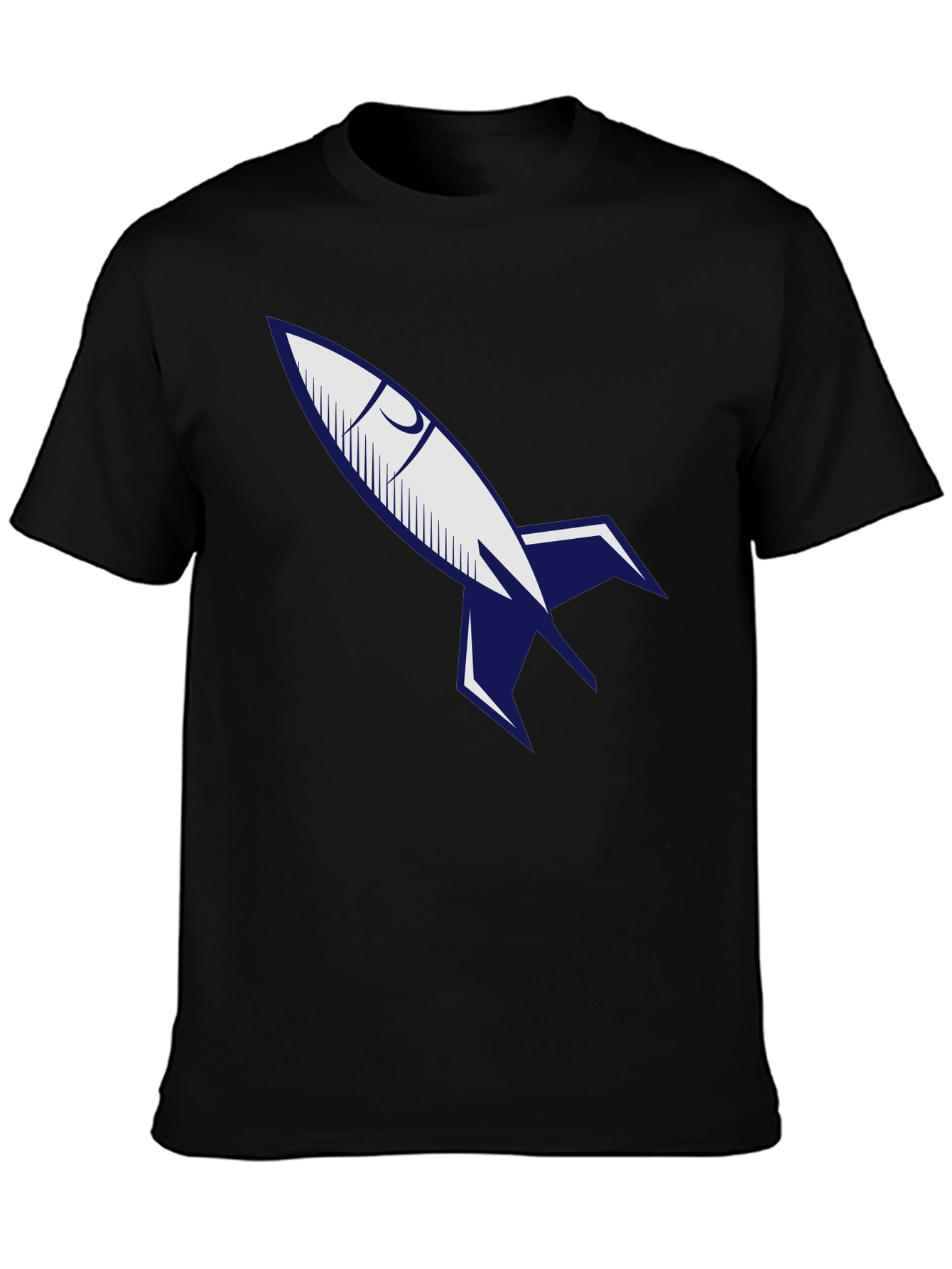 Retro Rocket Graphic Tee - Classic Black Cotton T-Shirt