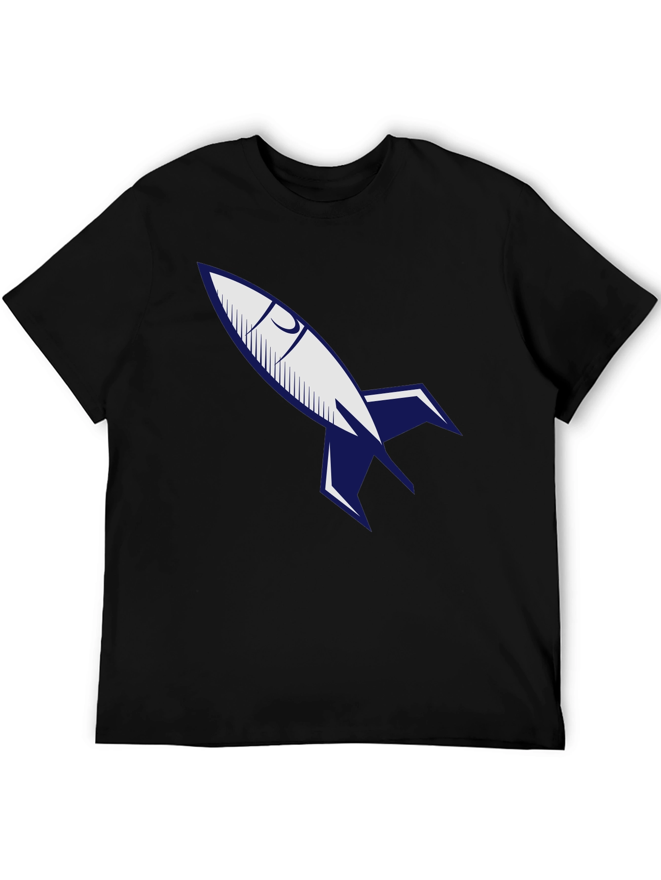 Retro Rocket Graphic Tee - Classic Black Cotton T-Shirt