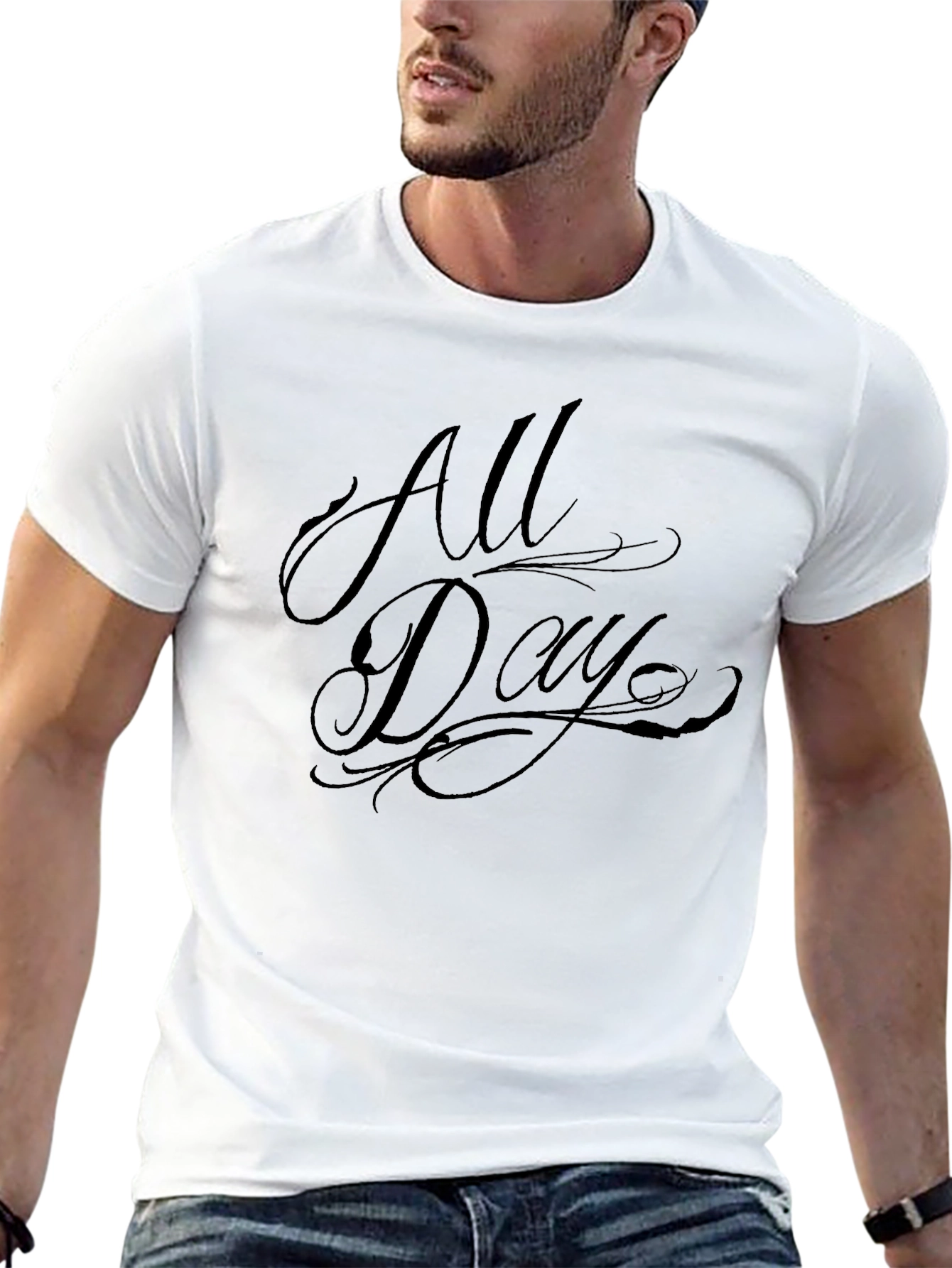 All Day Graphic T-Shirt - Black Crew Neck