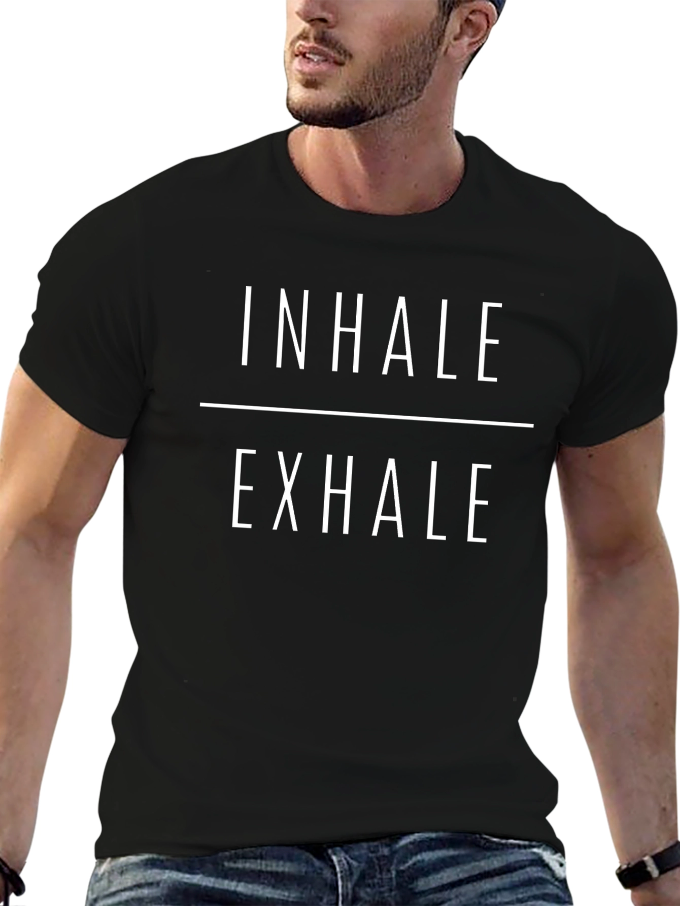 Inhale Exhale Graphic Print Black T-Shirt