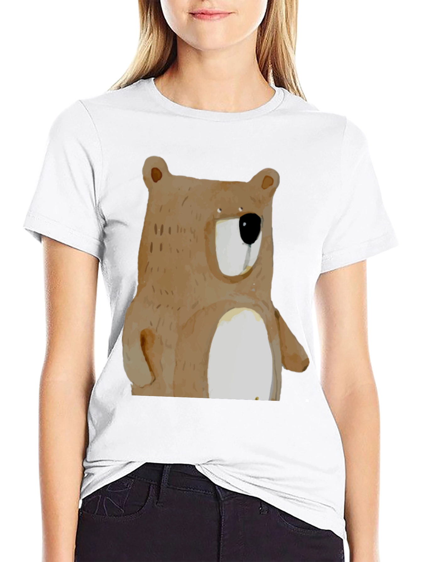 Bear Graphic Print Crew Neck T-Shirt
