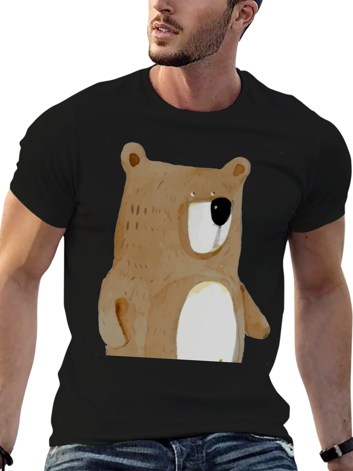 Bear Graphic Print Crew Neck T-Shirt