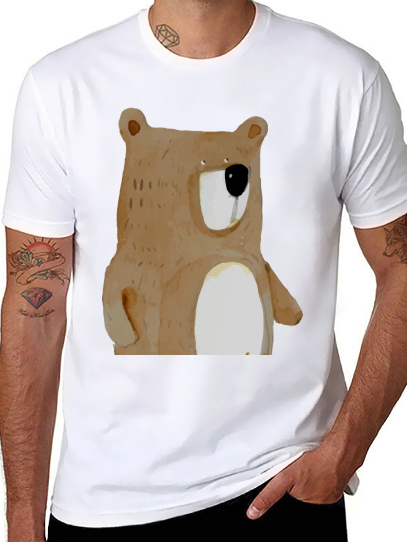 Bear Graphic Print Crew Neck T-Shirt